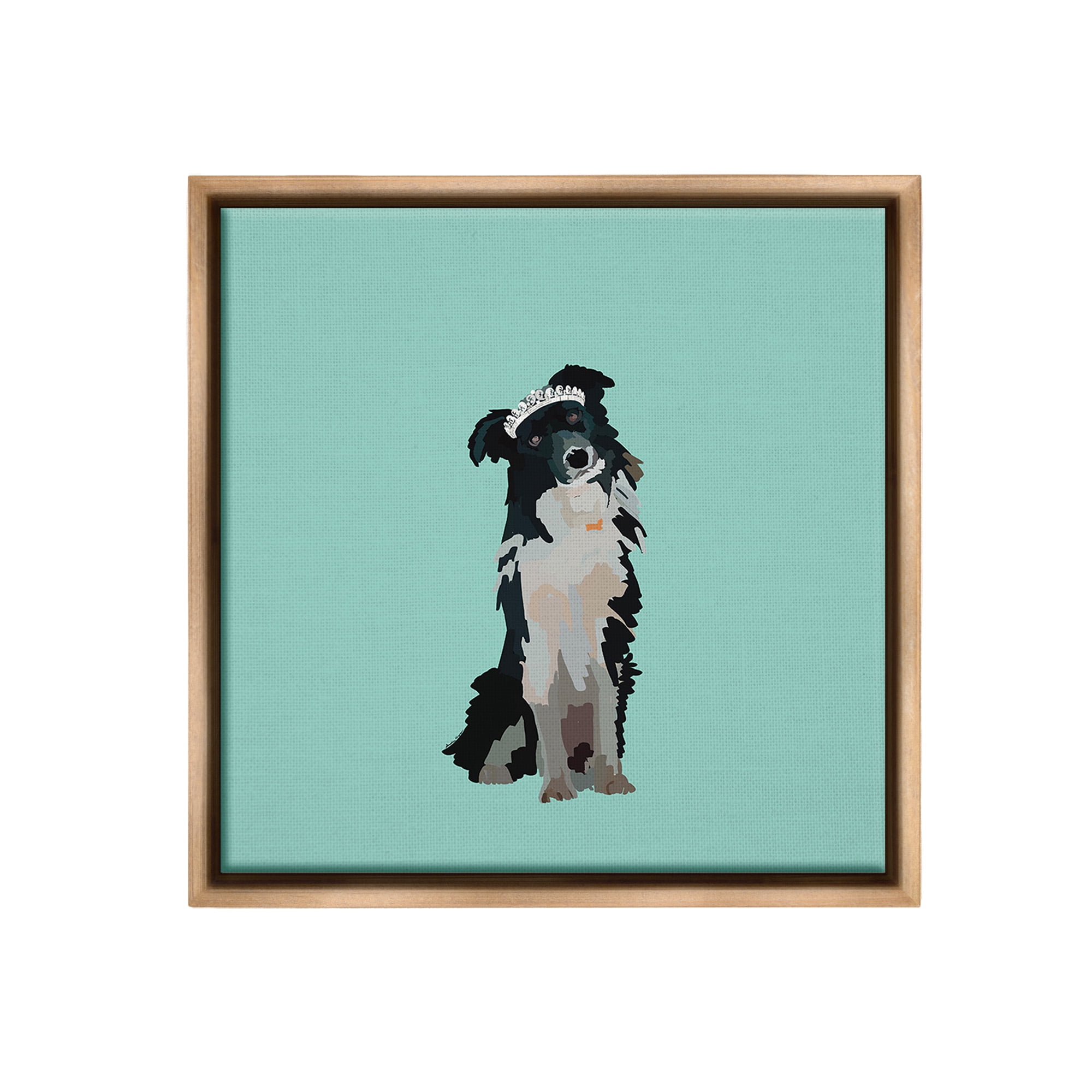 Stupell Industries Collie Dog with Crown Animals & Insects Painting Brown Floater Framed Canvas Art Print Wall Art, 18 x 18