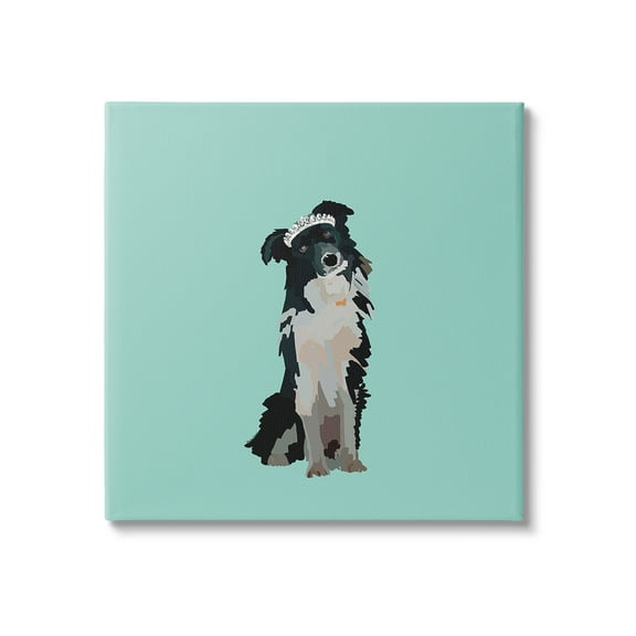 Stupell Industries Collie Dog with Crown Animals & Insects Painting Gallery Wrapped Canvas Art Print Wall Art, 17 x 17