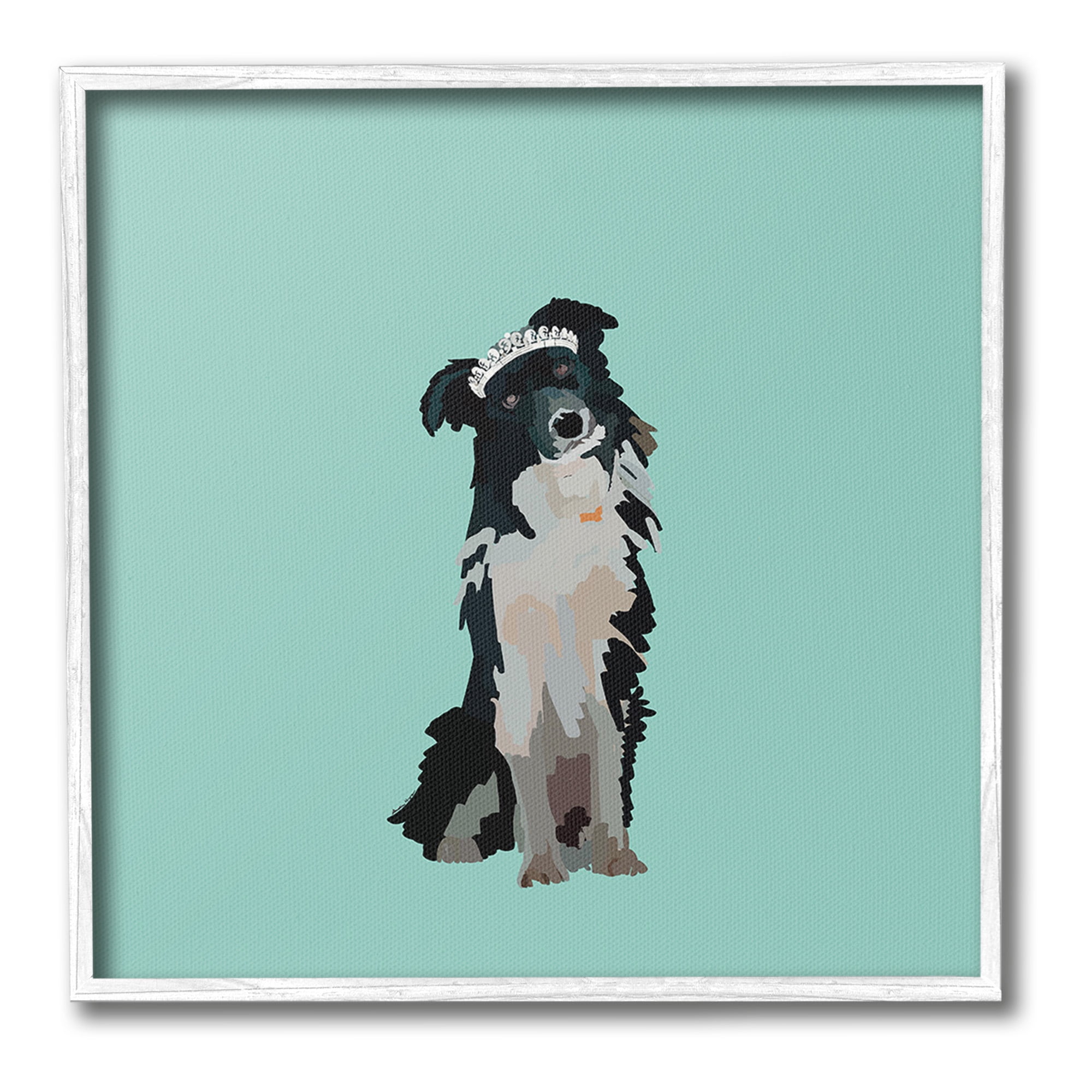 Stupell Industries Collie Dog with Crown Animals & Insects Painting White Framed Art Print Wall Art, 17 x 17