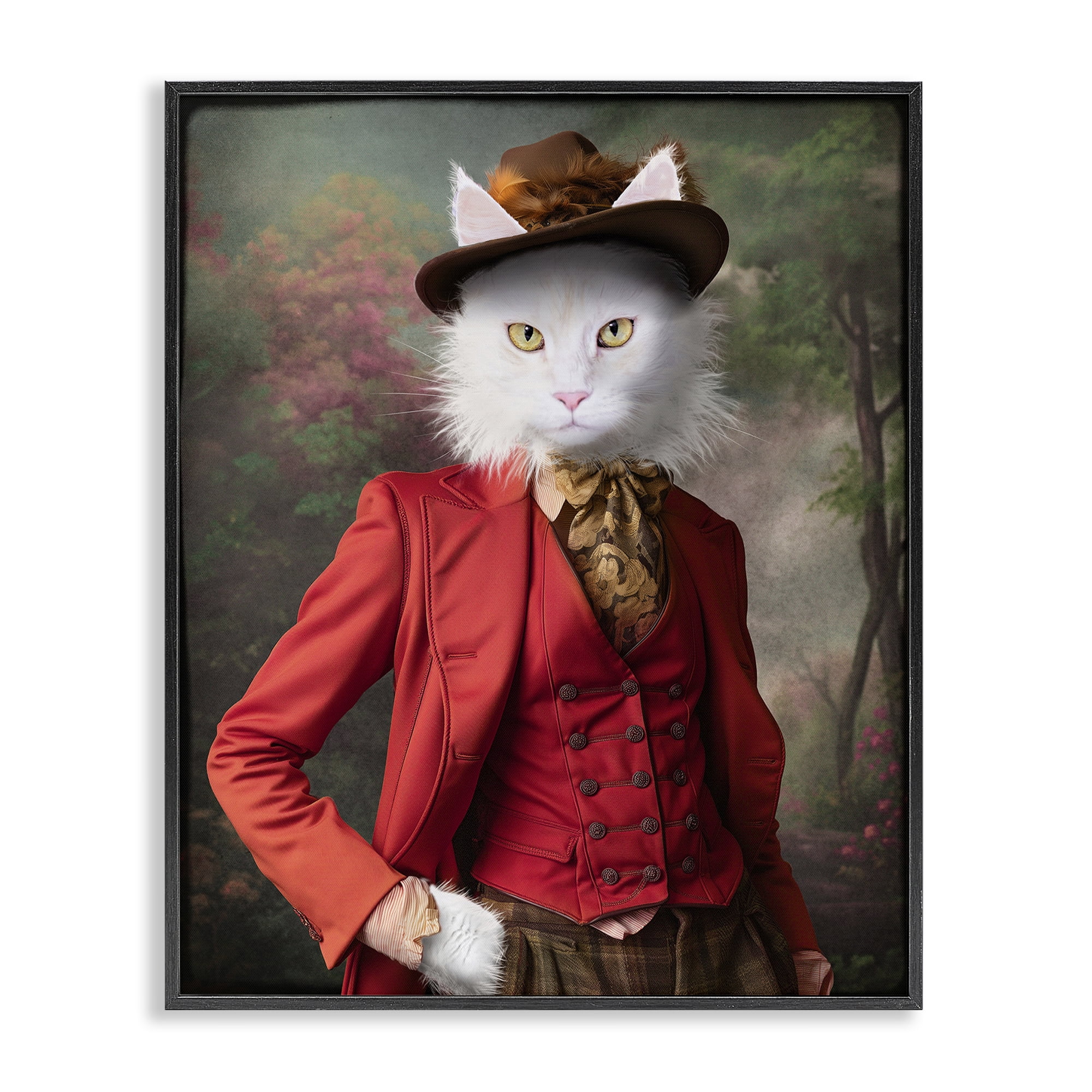 Stupell Industries Colonial Classic Cat Portrait Animals & Insects Painting Black Framed Art Print Wall Art, 16 x 20