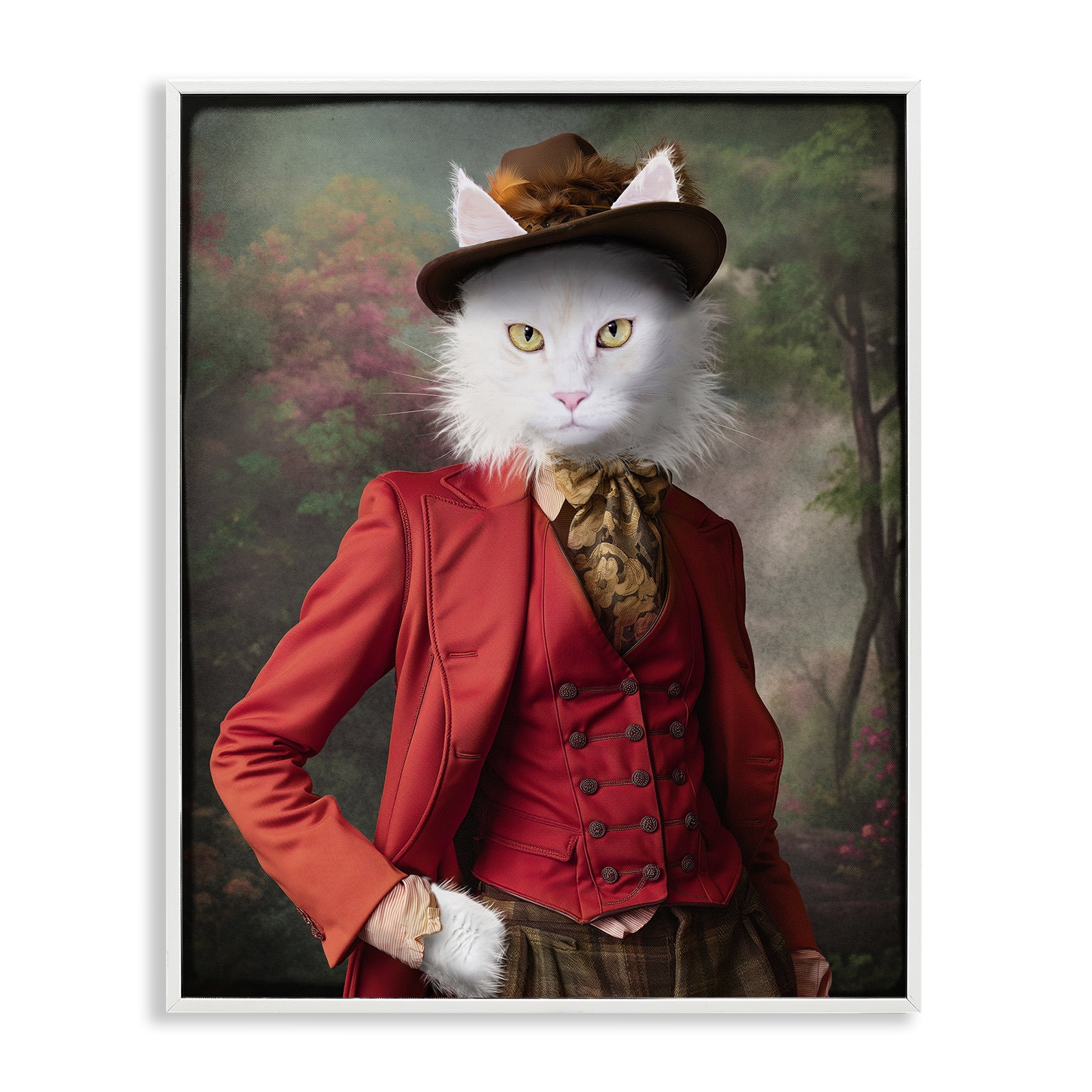 Stupell Industries Colonial Classic Cat Portrait Animals & Insects Painting White Framed Art Print Wall Art, 11 x 14