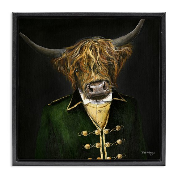 Stupell Industries Colonial Coat Cattle Novelty & Humor Painting Black Floater Framed Canvas Art Print Wall Art, 25 x 25