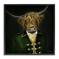 Stupell Industries Colonial Coat Cattle Novelty & Humor Painting Black Framed Art Print Wall Art, 12 x 12