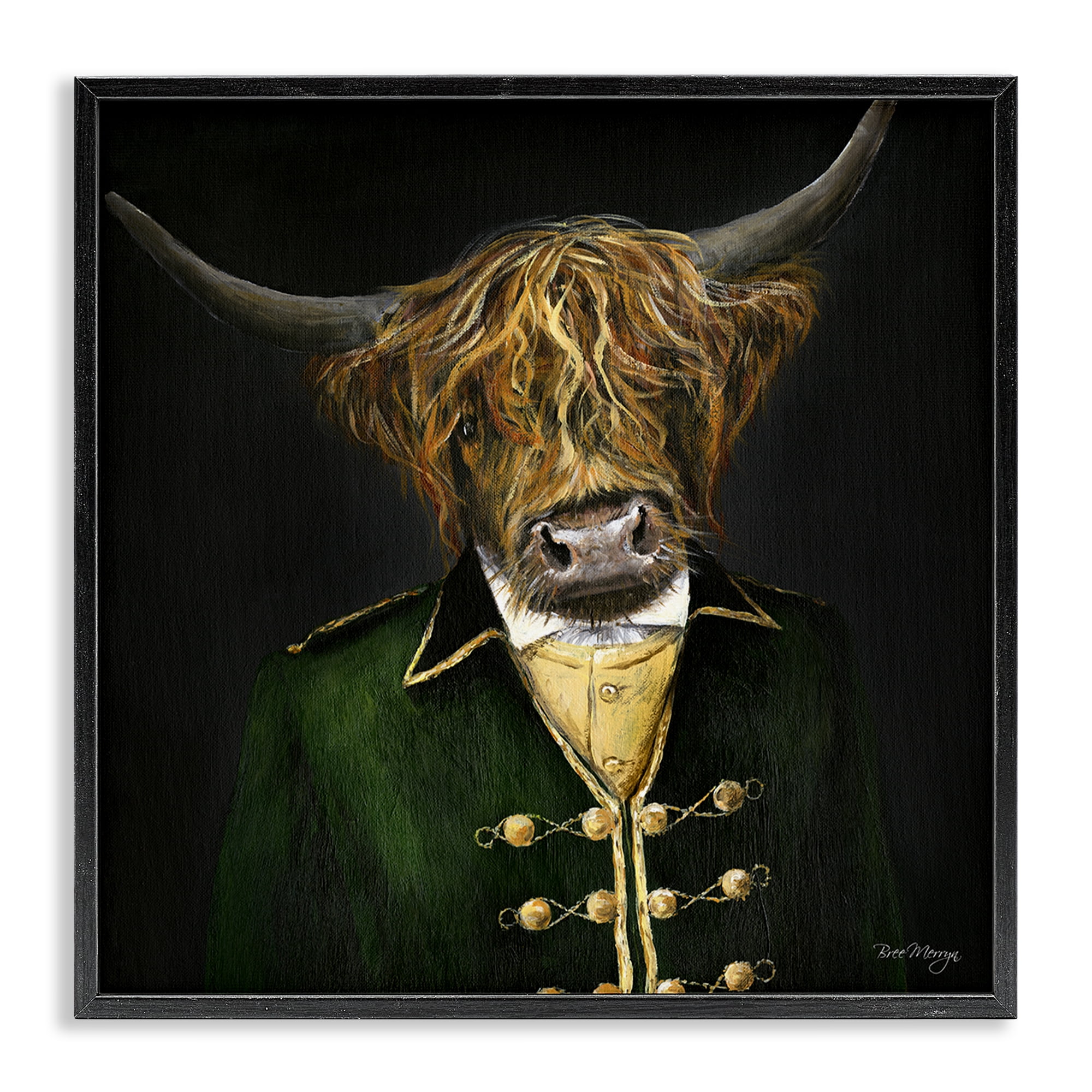 Stupell Industries Colonial Coat Cattle Novelty & Humor Painting Black Framed Art Print Wall Art, 24 x 24