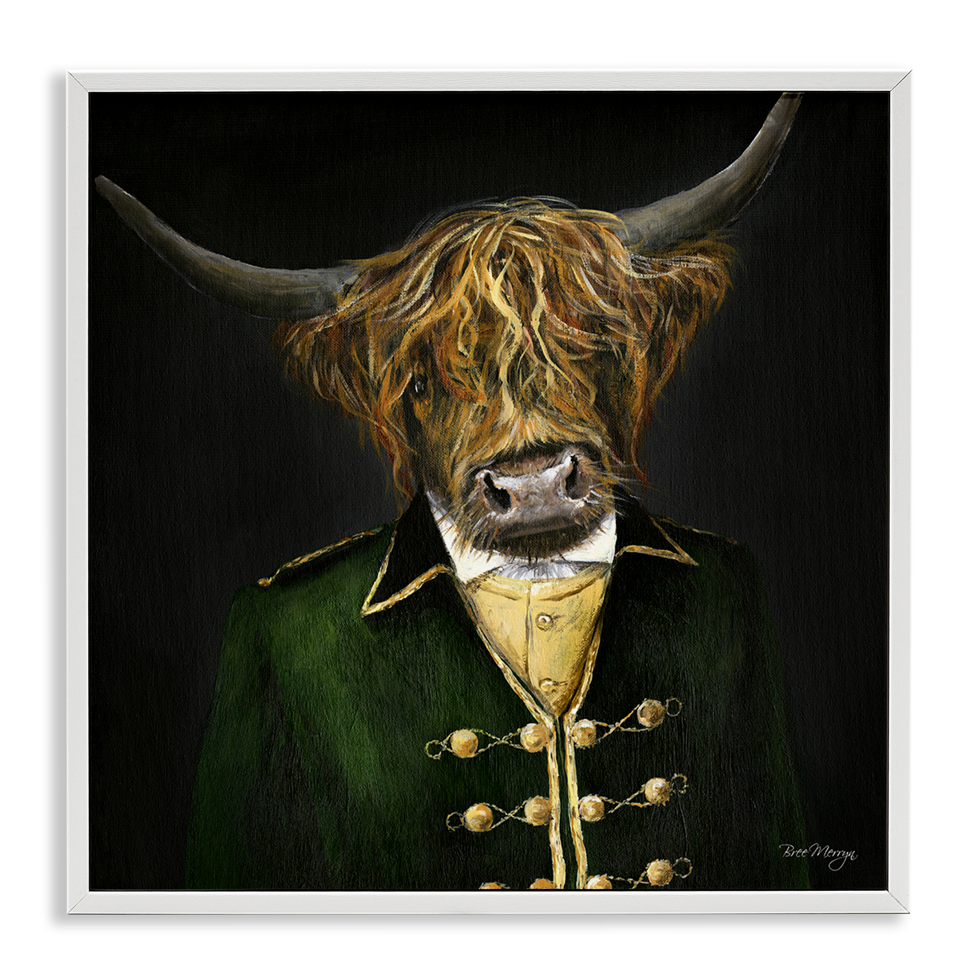 Stupell Industries Colonial Coat Cattle Novelty & Humor Painting White Framed Art Print Wall Art, 12 x 12