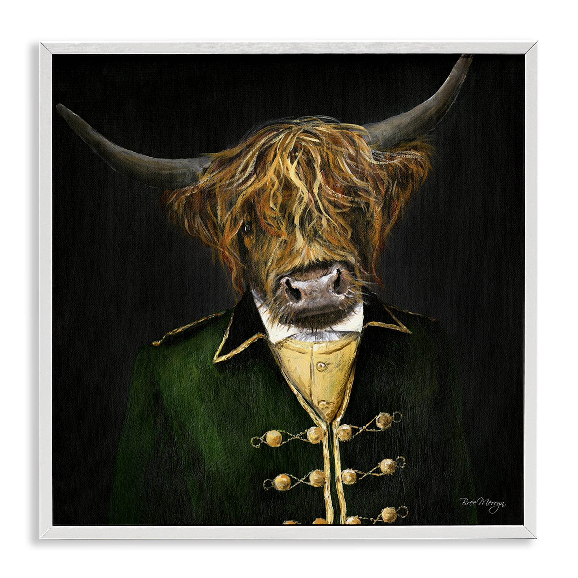 Stupell Industries Colonial Coat Cattle Novelty & Humor Painting White Framed Art Print Wall Art, 24 x 24