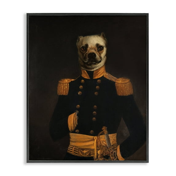 Stupell Industries Colonial Military Dog Animals & Insects Painting Black Framed Art Print Wall Art, 11 x 14