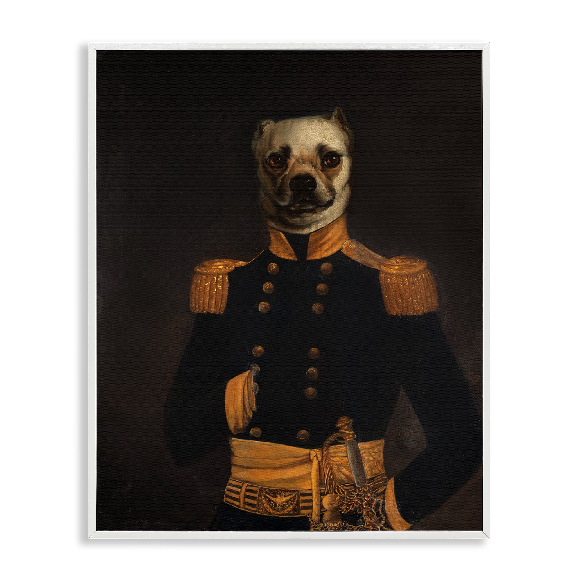 Stupell Industries Colonial Military Dog Animals & Insects Painting White Framed Art Print Wall Art, 24 x 30