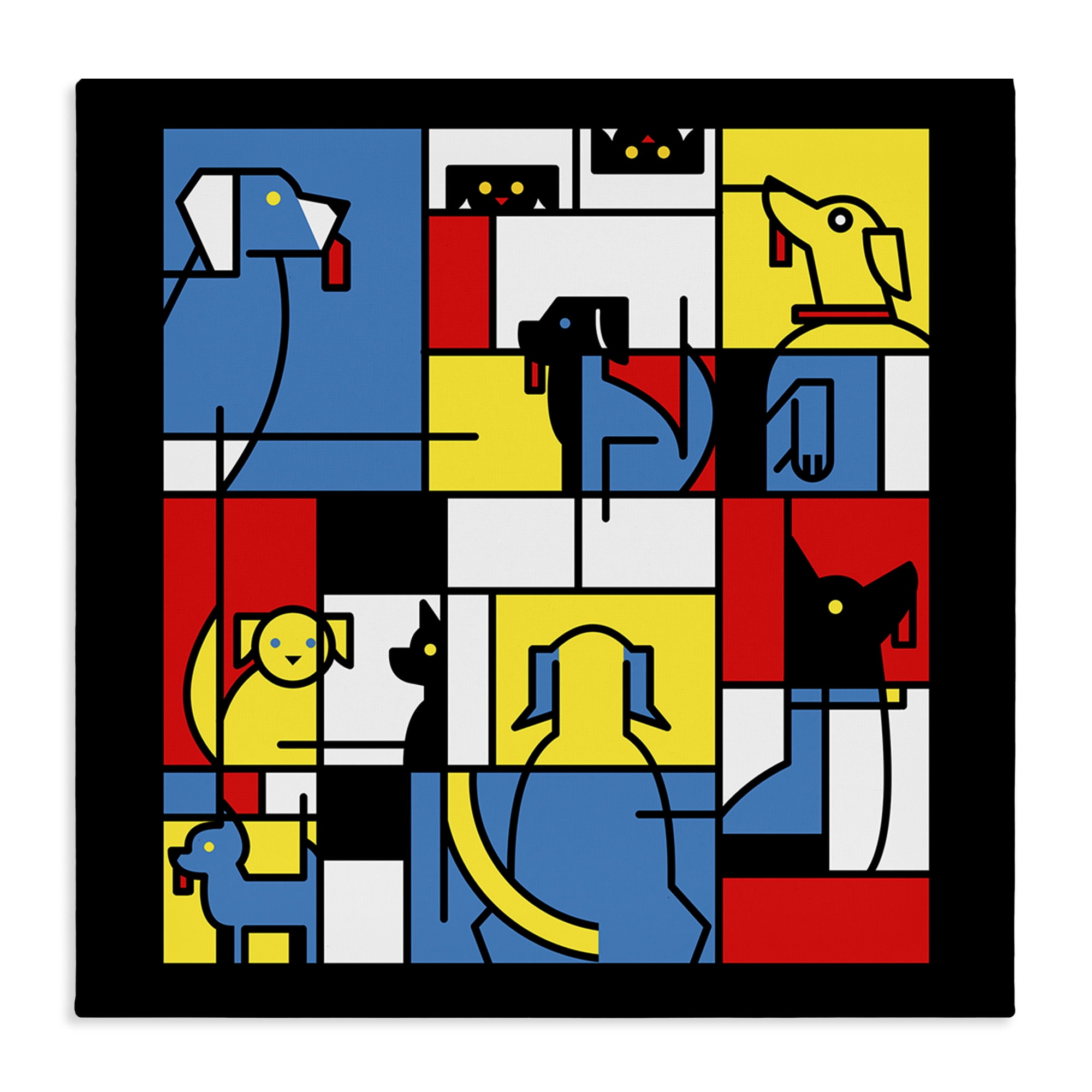 Stupell Industries Color Block Dogs Abstract Canvas Wall Art, design by Tobe Fonseca