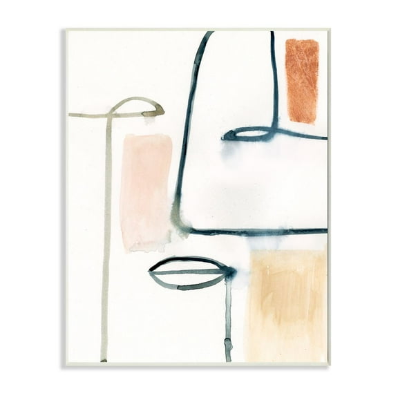 Stupell Industries Color Block Organic Line Facial Features Abstract Abstract Painting Unframed Art Print Wall Art, 13 x 19
