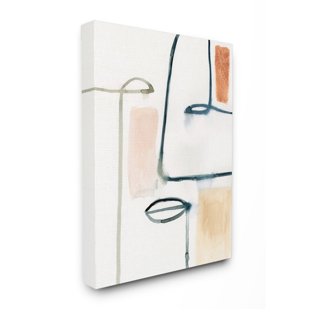 Stupell Industries Color Block Organic Line Facial Features Abstract Canvas Wall Art Design by Victoria Barnes
