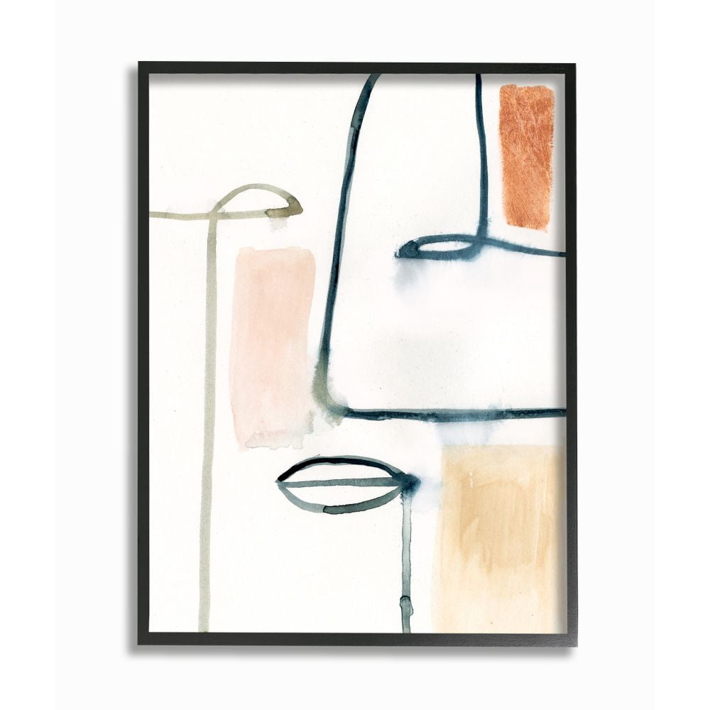 Stupell Industries Color Block Organic Line Facial Features Abstract Framed Wall Art Design by Victoria Barnes