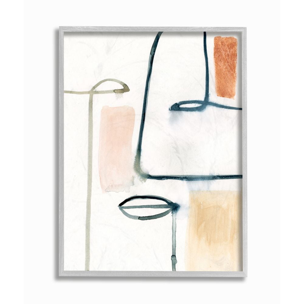 Stupell Industries Color Block Organic Line Facial Features Abstract Framed Wall Art Design by Victoria Barnes