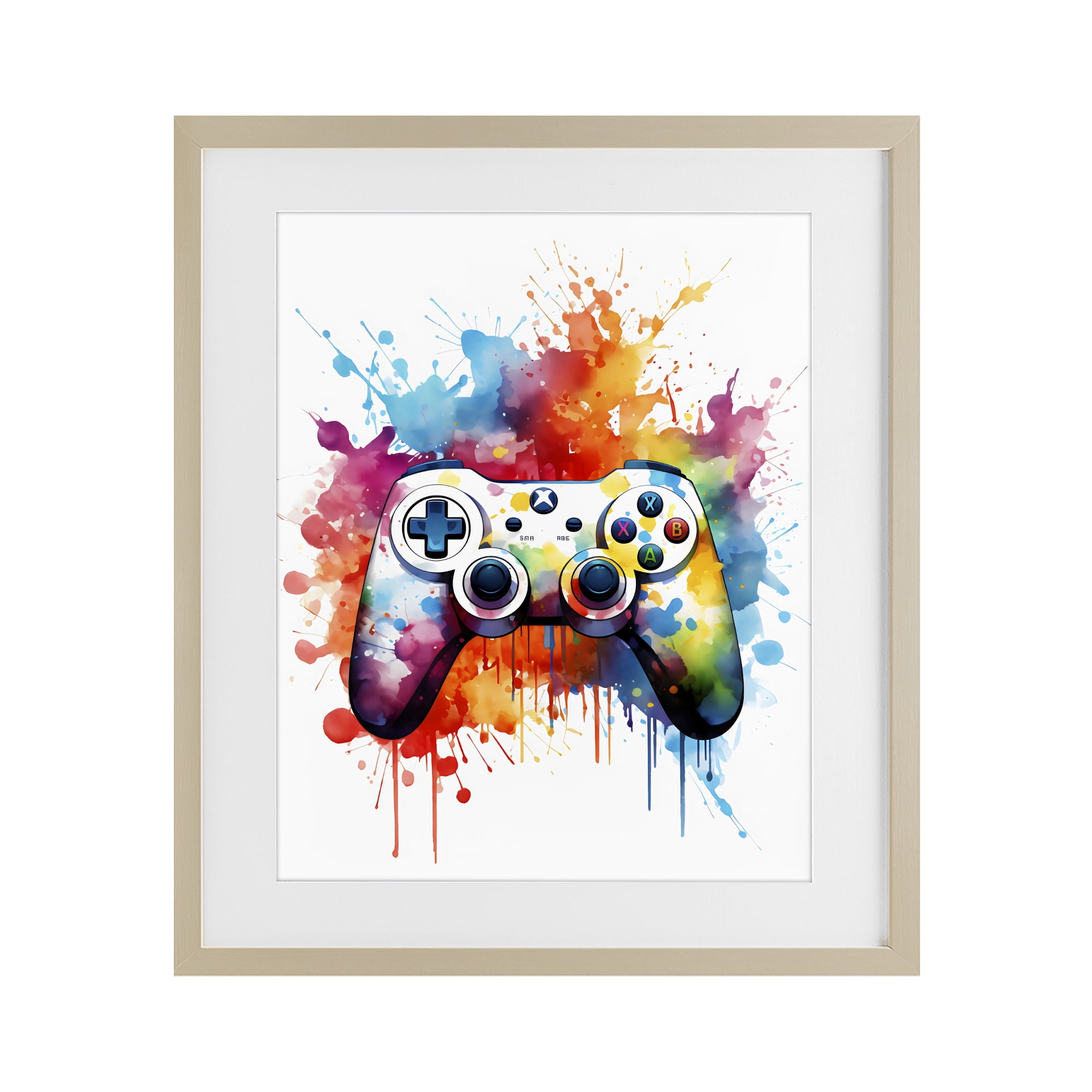 Stupell Industries Color Burst Game Controller Birch Framed Print Under Glass, design by Creative Studio