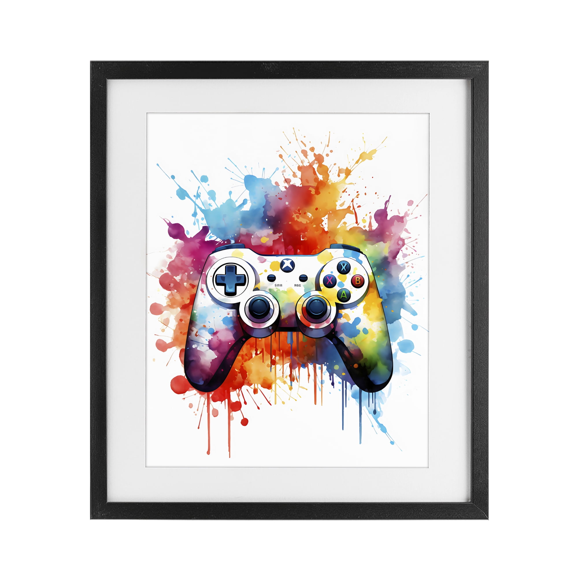 Stupell Industries Color Burst Game Controller Black Framed Print Under Glass, design by Creative Studio