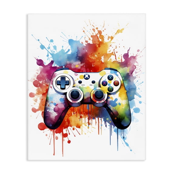 Stupell Industries Contemporary Color Burst Game Controller Canvas Art, 16 x 20, by Creative Studio