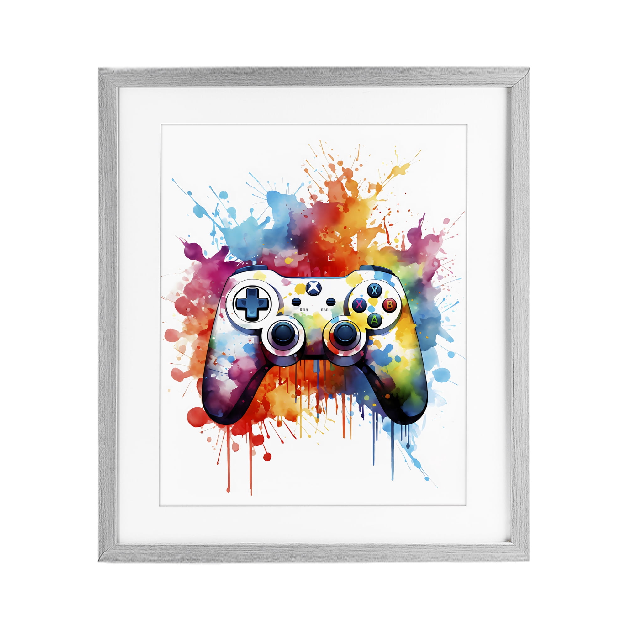 Stupell Industries Color Burst Game Controller Gray Framed Print Under Glass, design by Creative Studio