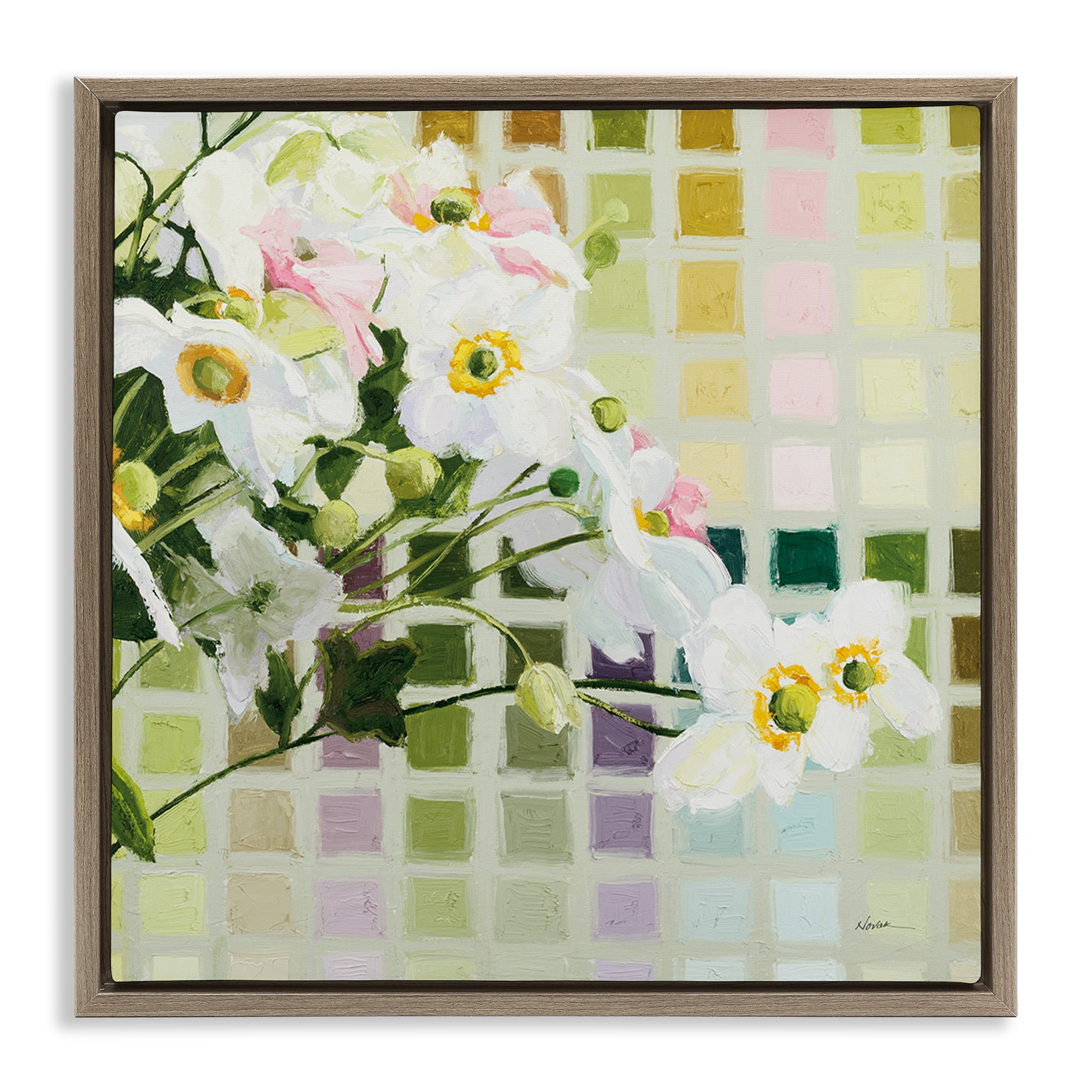 Stupell Industries Color Chart Daffodils Brown Framed Floater Canvas Wall Art, design by Shirley Novak