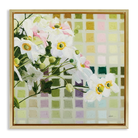 Stupell Industries Contemporary Color Chart Daffodils Gold Floating Frame Canvas Art, 18 x 18, by Shirley Novak