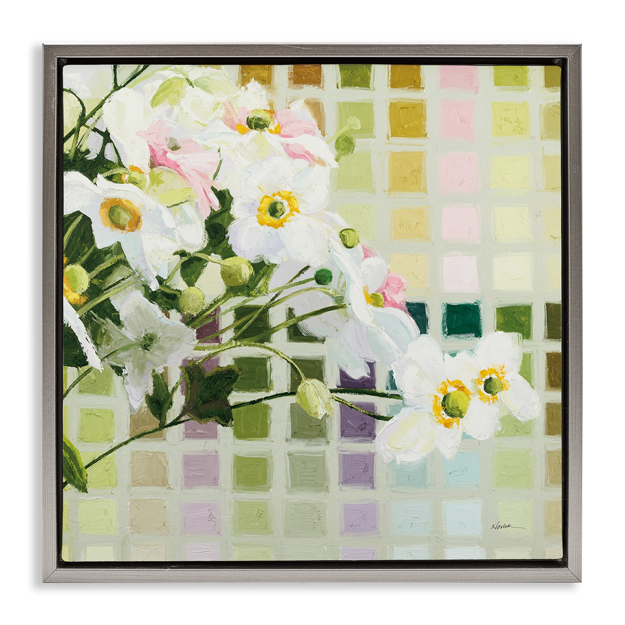 Stupell Industries Color Chart Daffodils Gray Framed Floater Canvas Wall Art, design by Shirley Novak
