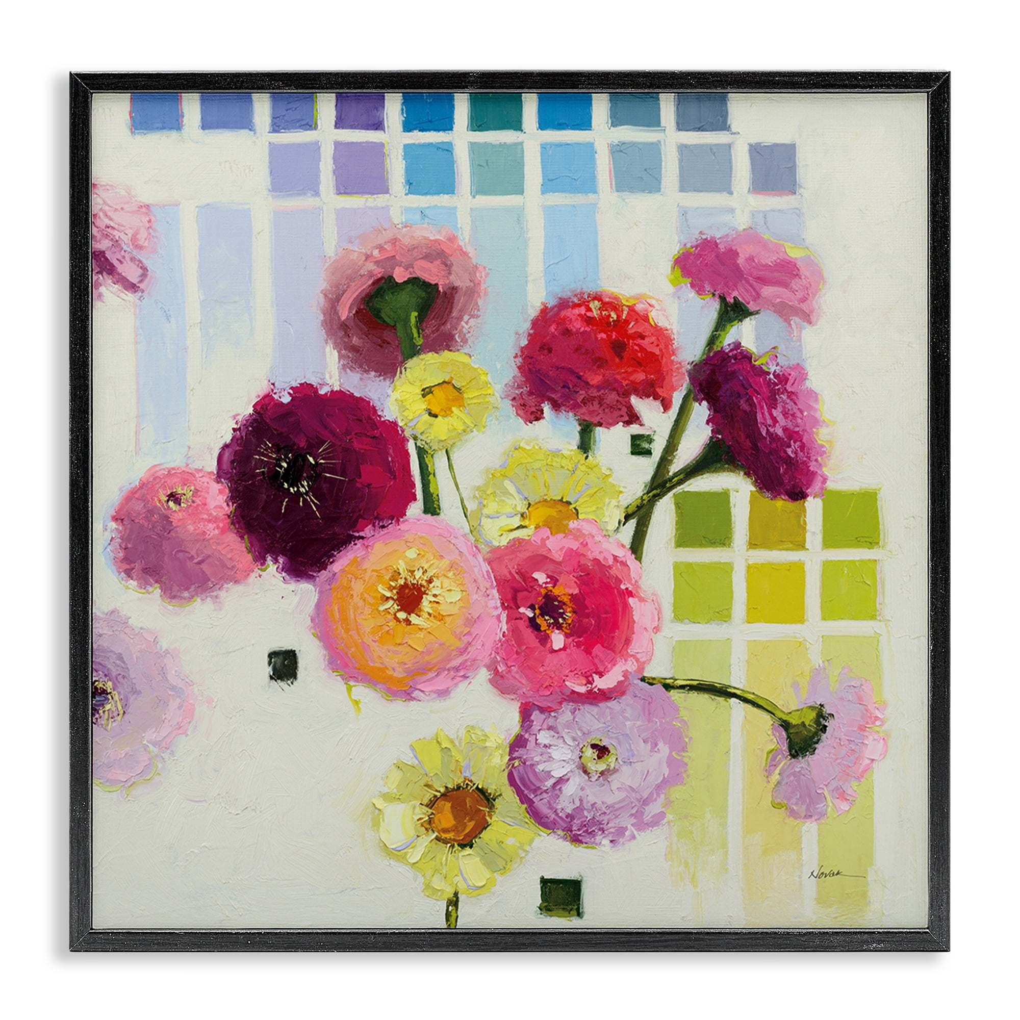 Stupell Industries Color Chart Pastel Bloom Study Black Framed Giclee Art, design by Shirley Novak