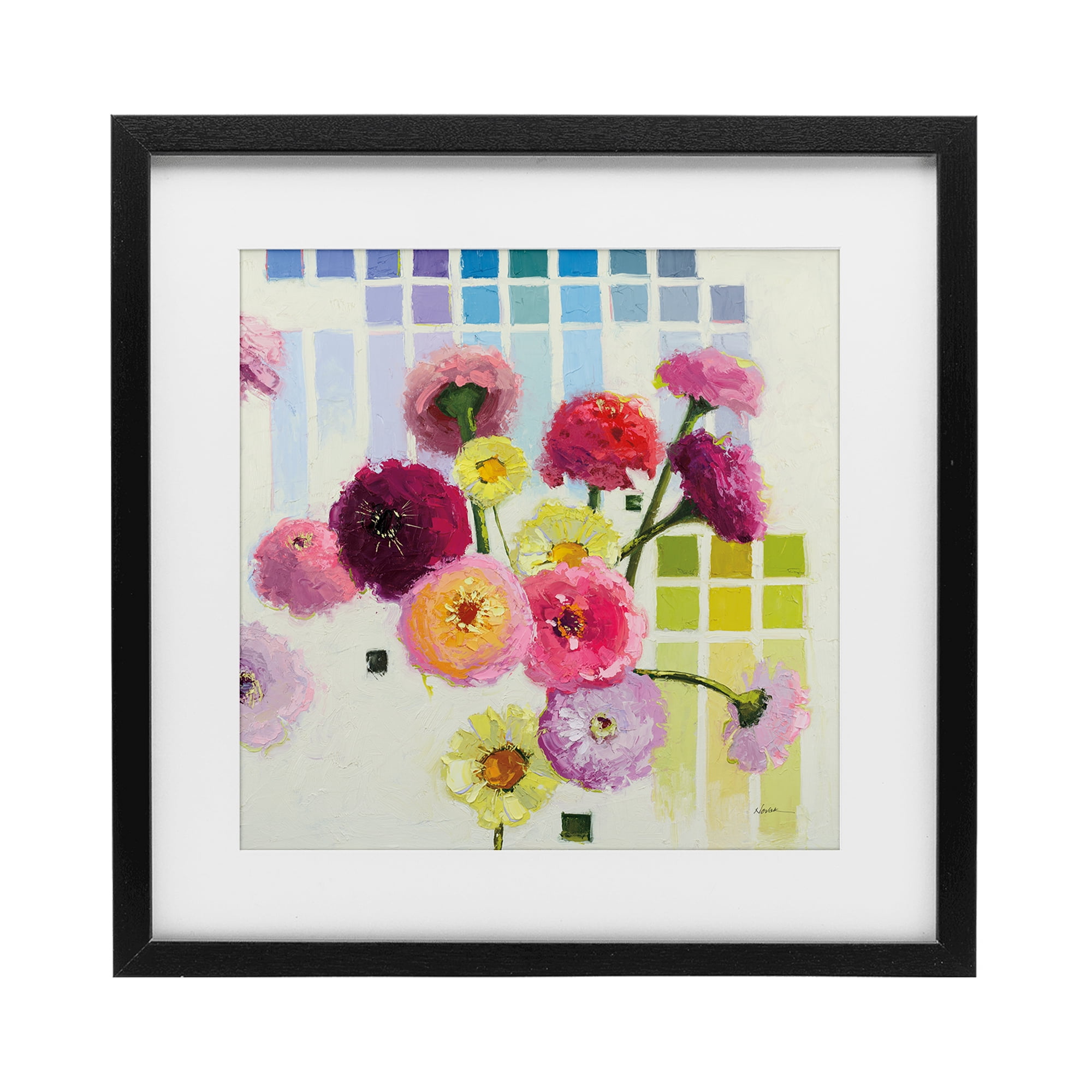 Stupell Industries Color Chart Pastel Bloom Study Black Framed Print Under Glass, design by Shirley Novak