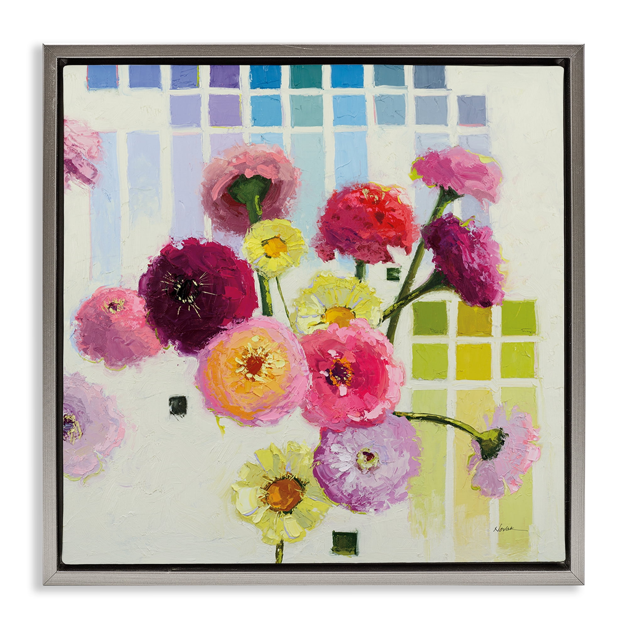 Stupell Industries Color Chart Pastel Bloom Study Gray Framed Floater Canvas Wall Art, design by Shirley Novak