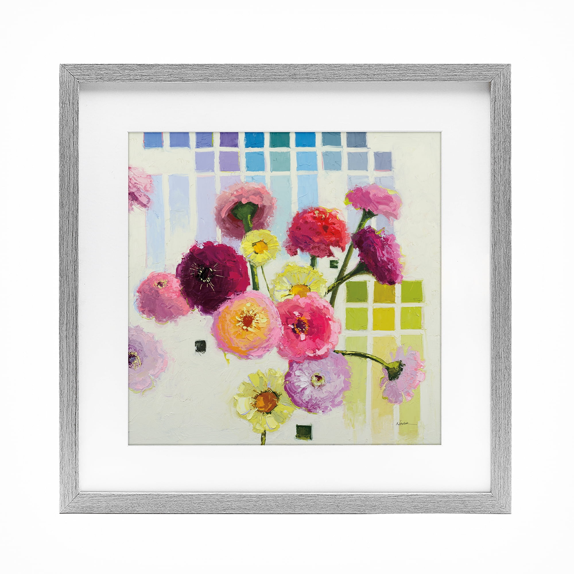 Stupell Industries Color Chart Pastel Bloom Study Gray Framed Print Under Glass, design by Shirley Novak