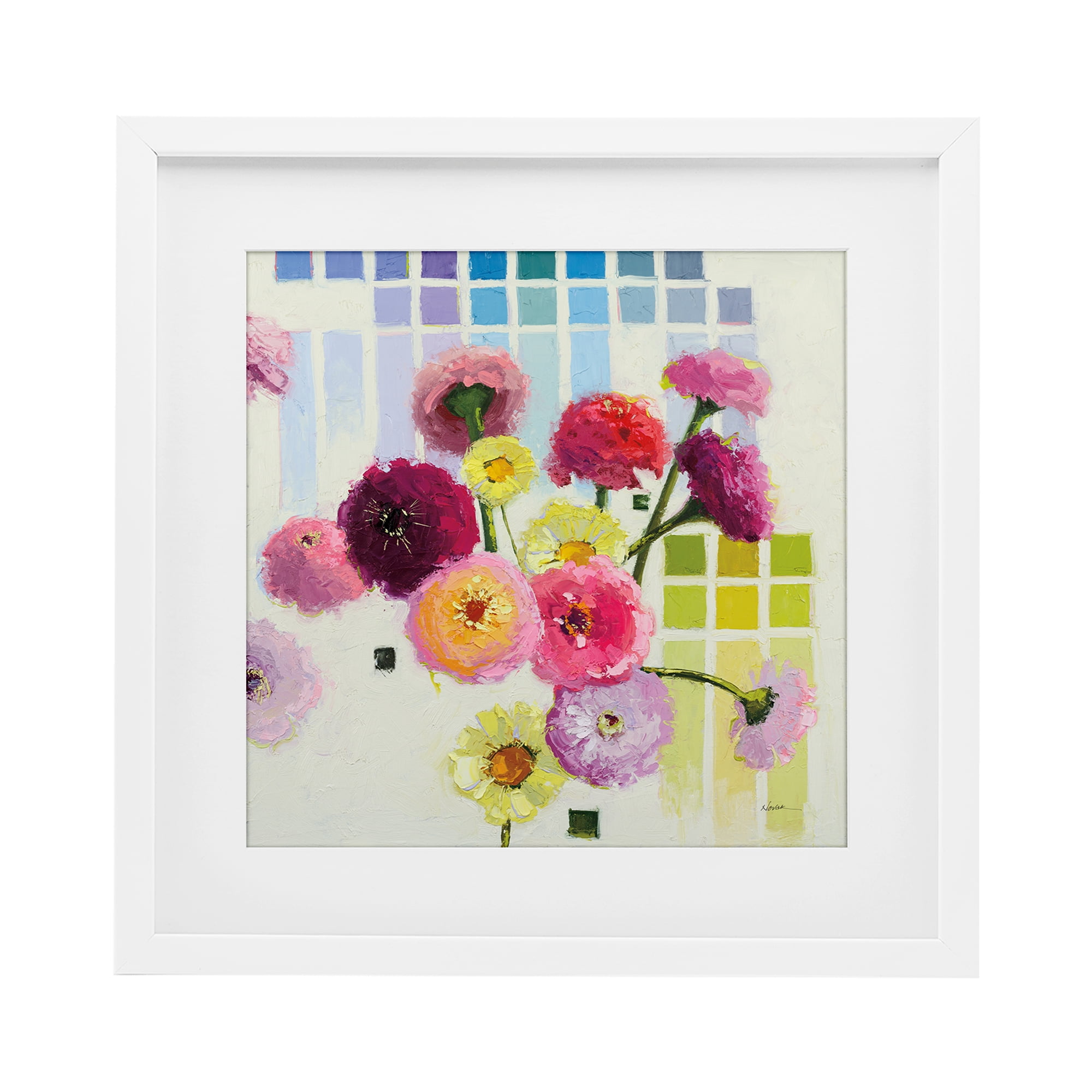 Stupell Industries Color Chart Pastel Bloom Study White Framed Print Under Glass, design by Shirley Novak