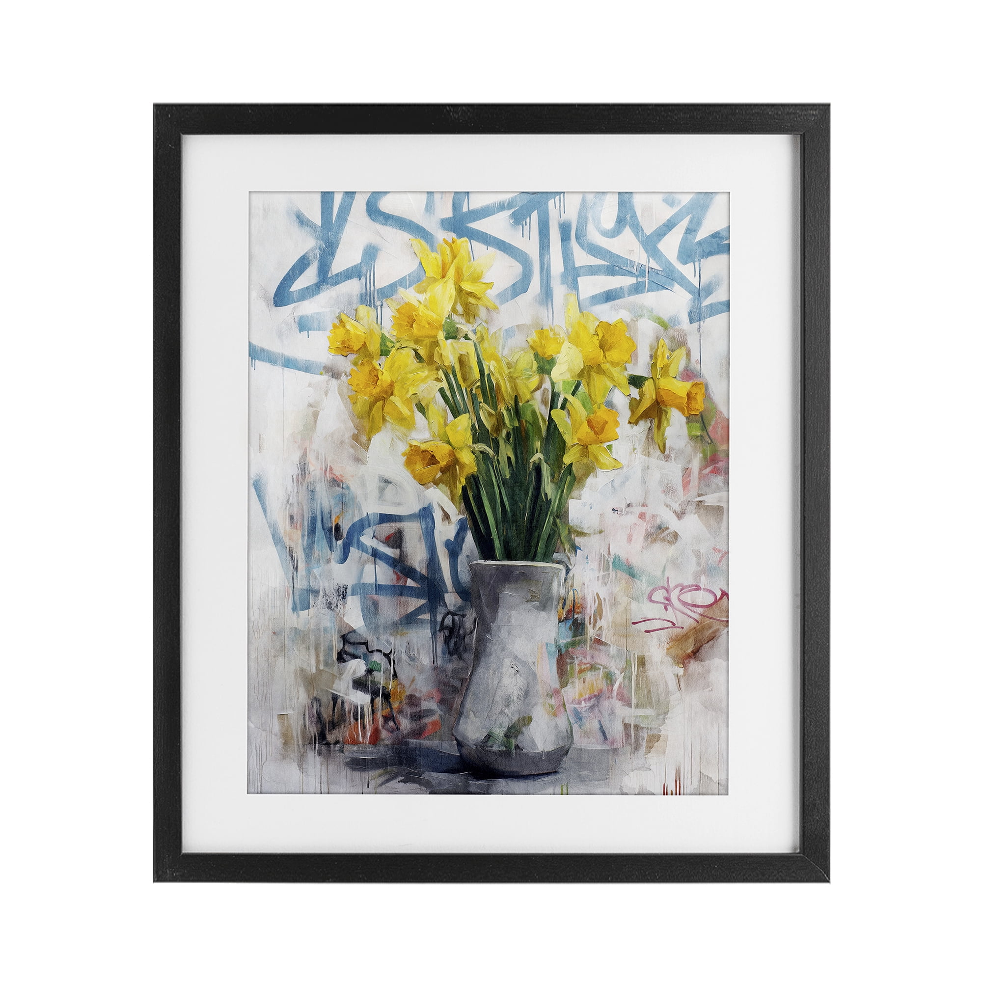 Stupell Industries Color Clash Daffodils & Graffiti Black Framed Print Under Glass, design by Svetlana Aleynikova