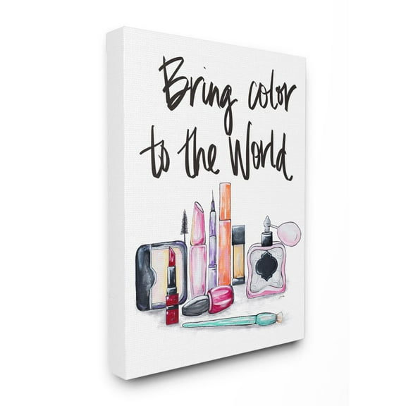 Stupell Industries Color To The World Makeup Fashion Modern Watercolor Word Design Canvas Wall Art by Gina Ritter