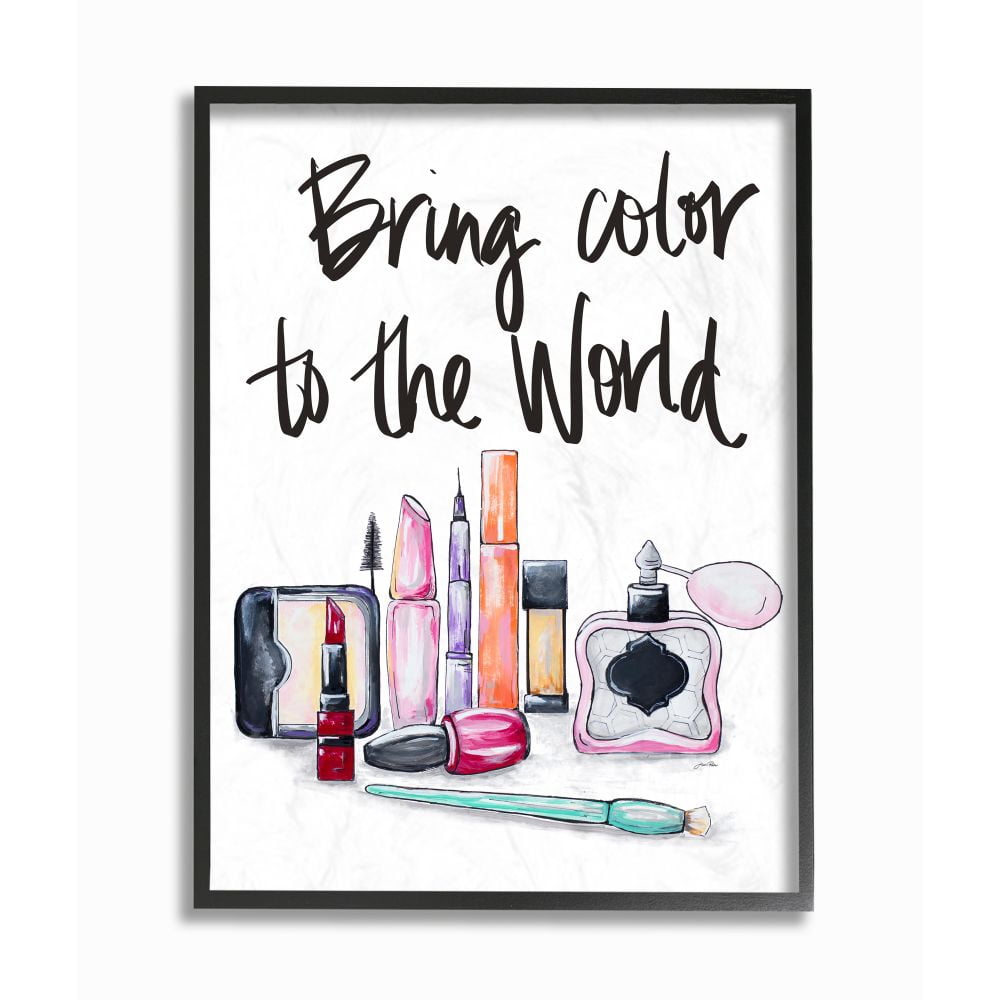 Stupell Industries Color To The World Makeup Fashion Modern Watercolor Word Design Framed Giclee Texturized Art by Gina Ritter