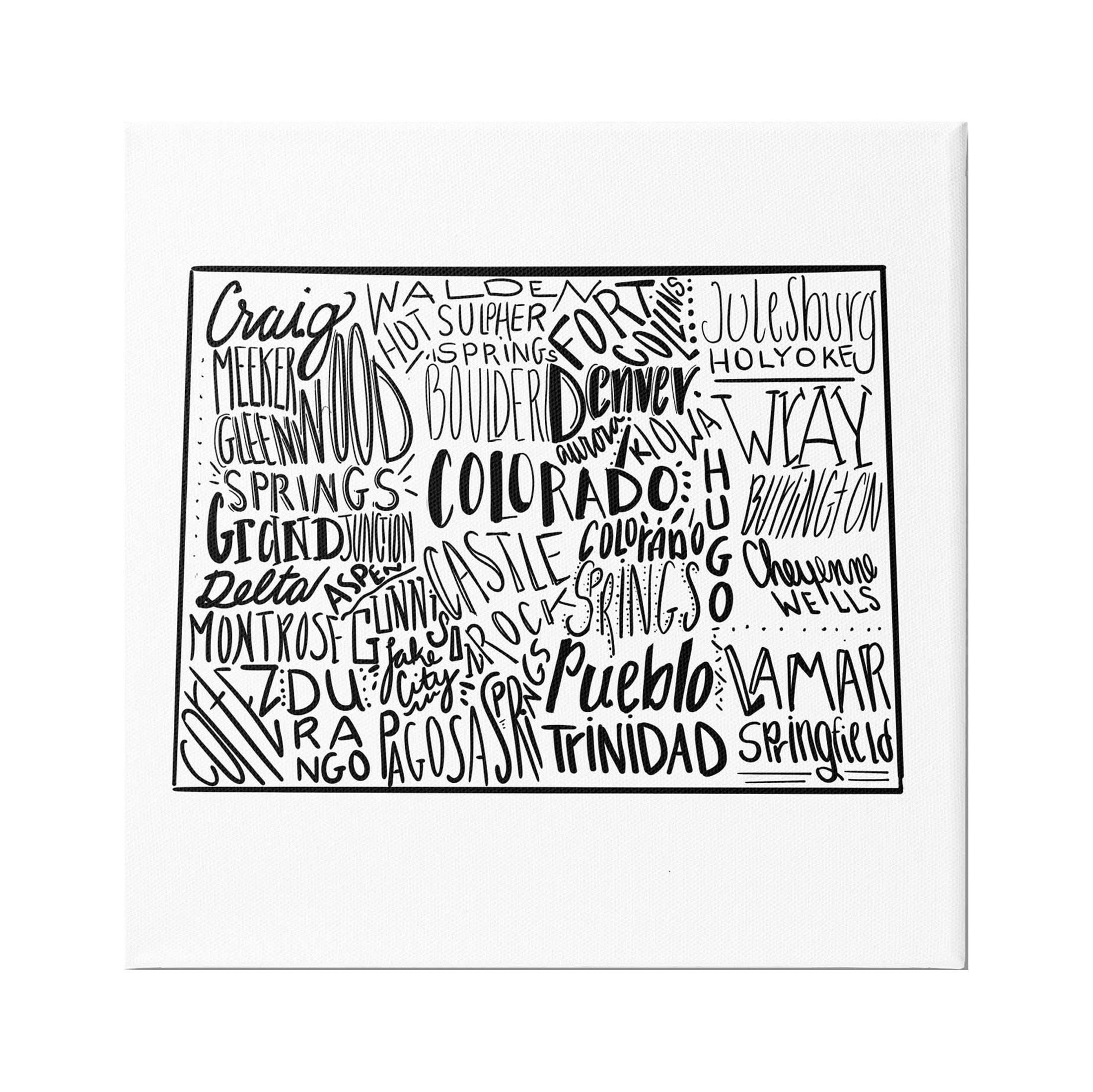 Stupell Industries Colorado Cities Typography State Shape Graphic Art Gallery Wrapped Canvas Print Wall Art, Design by The Saturday Evening Post