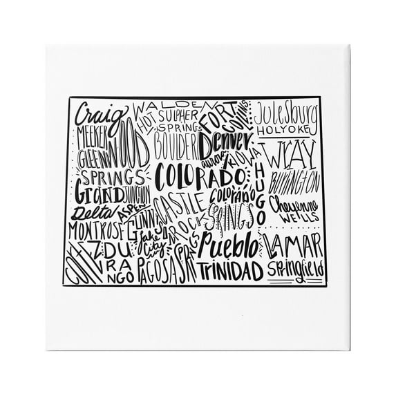 Stupell Industries Colorado Cities Typography State Shape Graphic Art Gallery Wrapped Canvas Print Wall Art, Design by The Saturday Evening Post