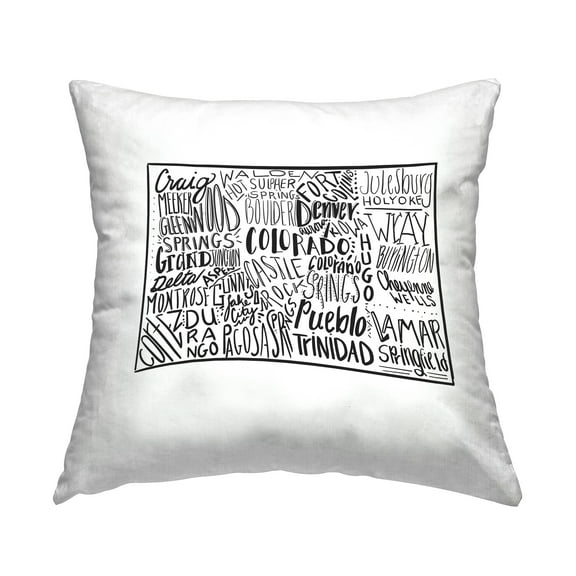Stupell Industries Colorado State Shape Cities Typography Map Design by The Saturday Evening Post Throw Pillow