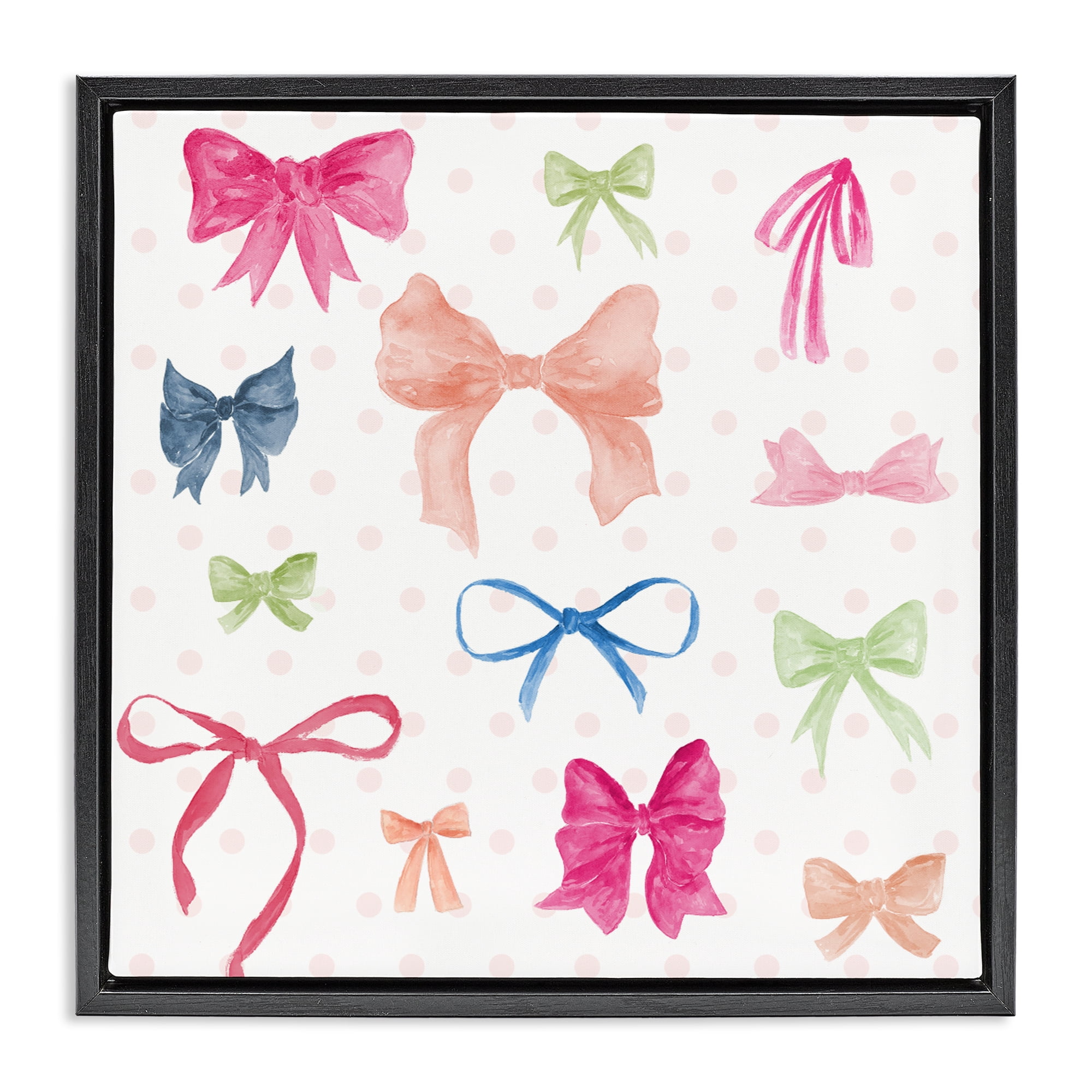 Stupell Industries Colored Bows on Plaid Black Framed Floater Canvas Wall Art, design by Lucille Price