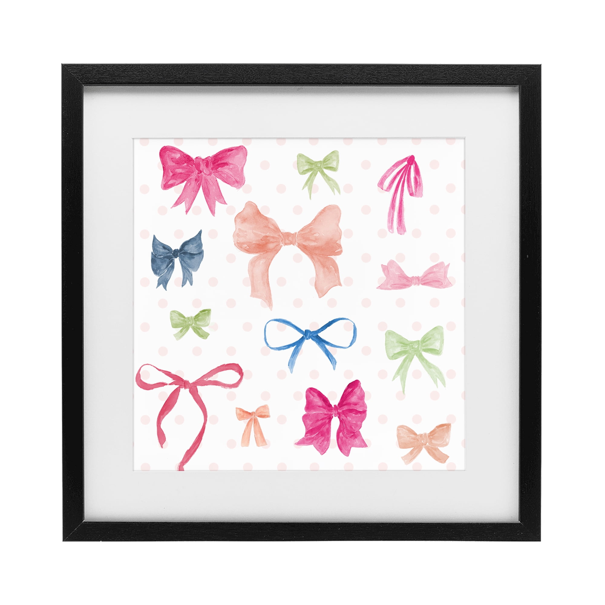 Stupell Industries Colored Bows on Plaid Black Framed Print Under Glass, design by Lucille Price