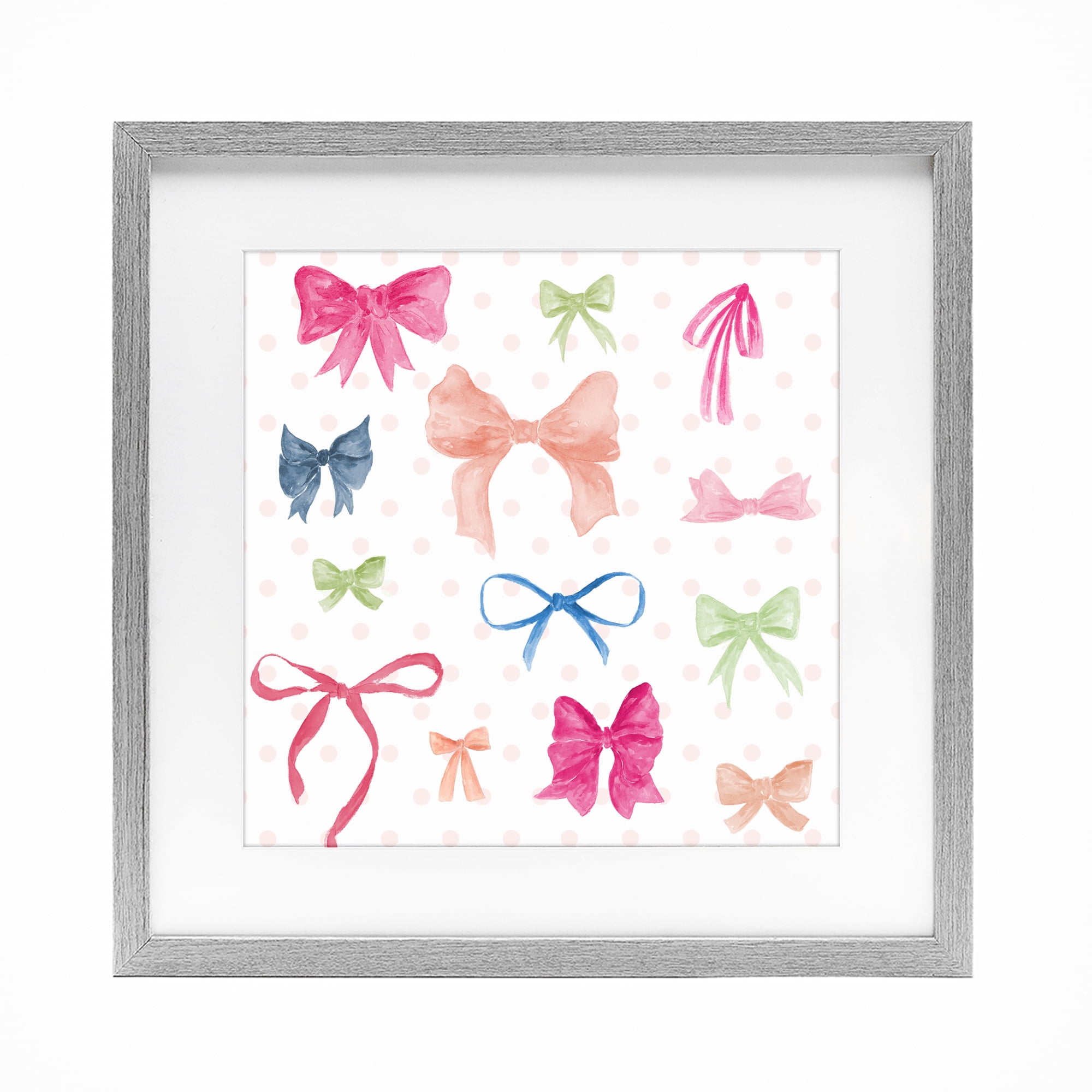 Stupell Industries Colored Bows on Plaid Gray Framed Print Under Glass, design by Lucille Price