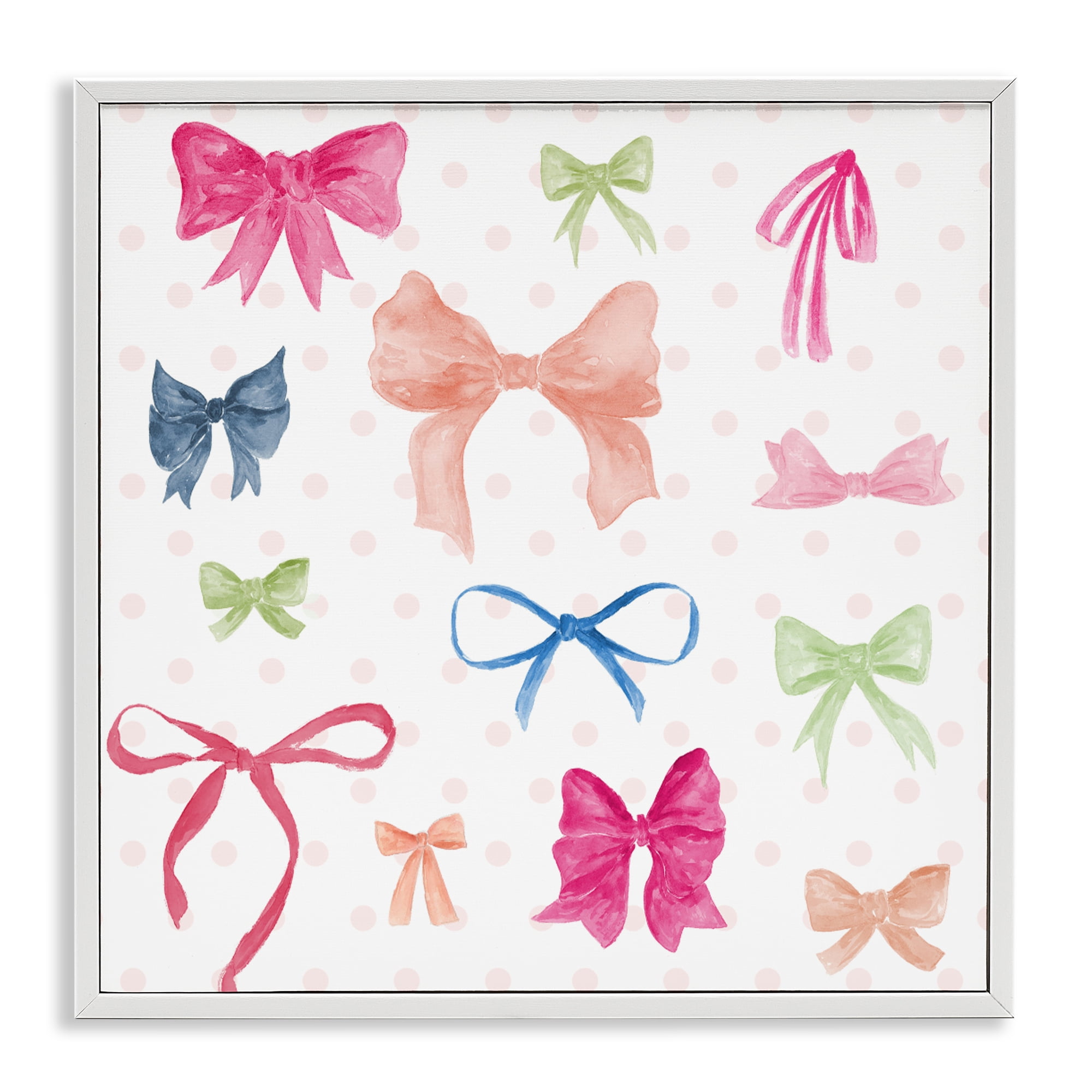Stupell Industries Colored Bows on Plaid White Framed Giclee Art, design by Lucille Price