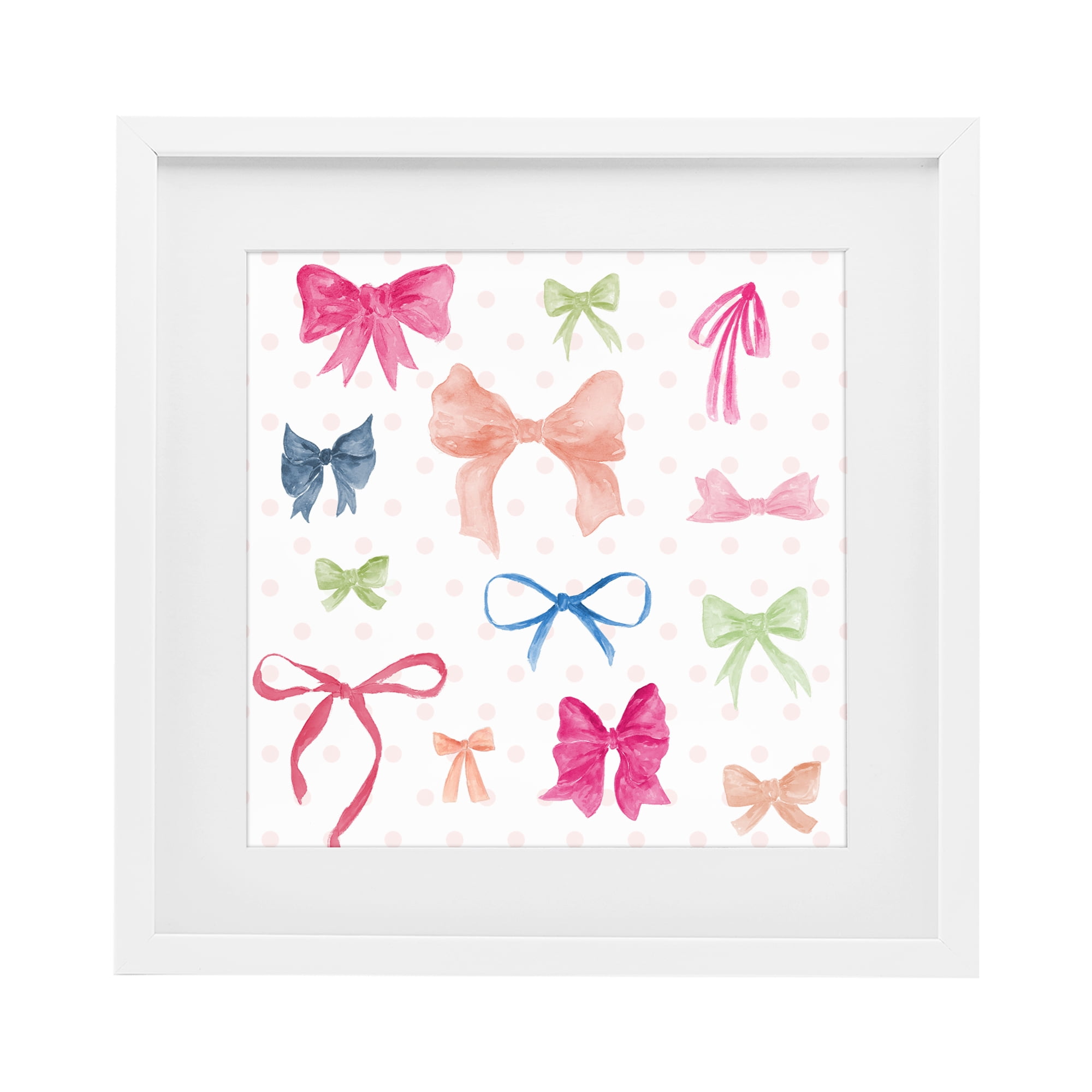 Stupell Industries Colored Bows on Plaid White Framed Print Under Glass, design by Lucille Price