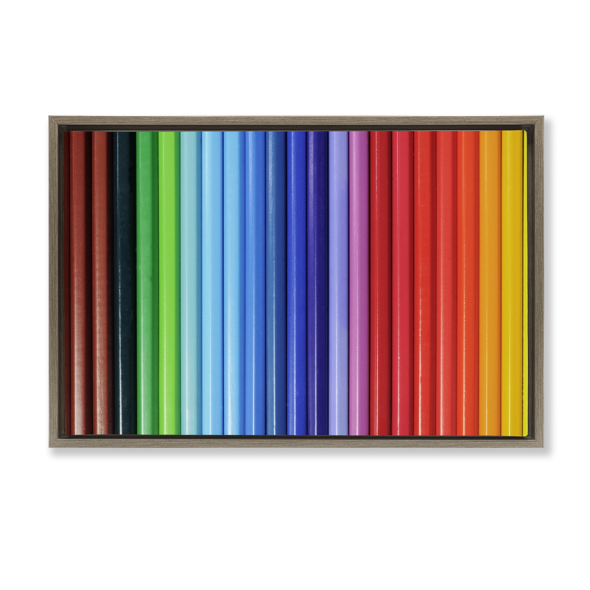 Stupell Industries Colored Pencil Lineup Brown Framed Floater Canvas Wall Art, design by Tom Quartermaine