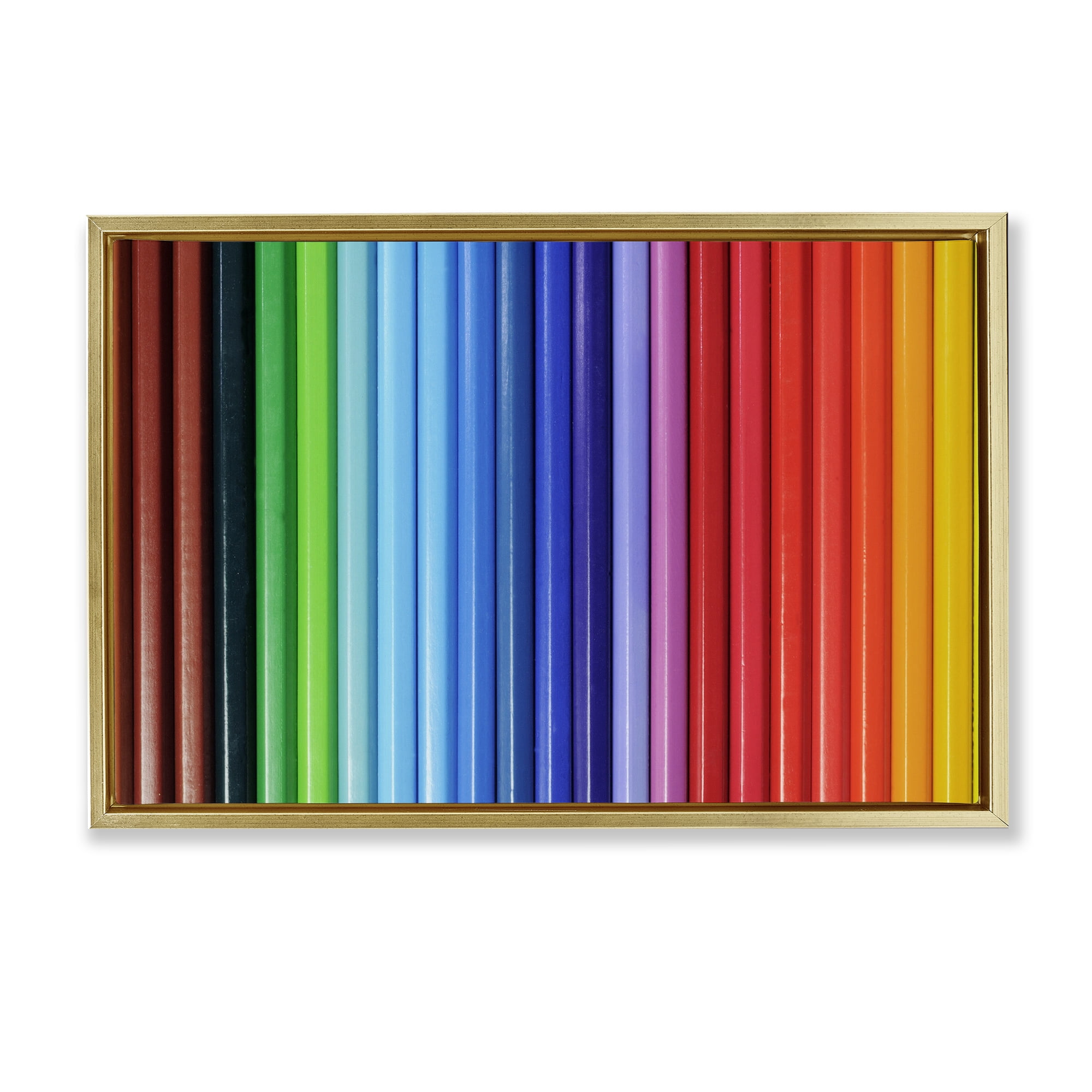 Stupell Industries Colored Pencil Lineup Gold Framed Floater Canvas Wall Art, design by Tom Quartermaine