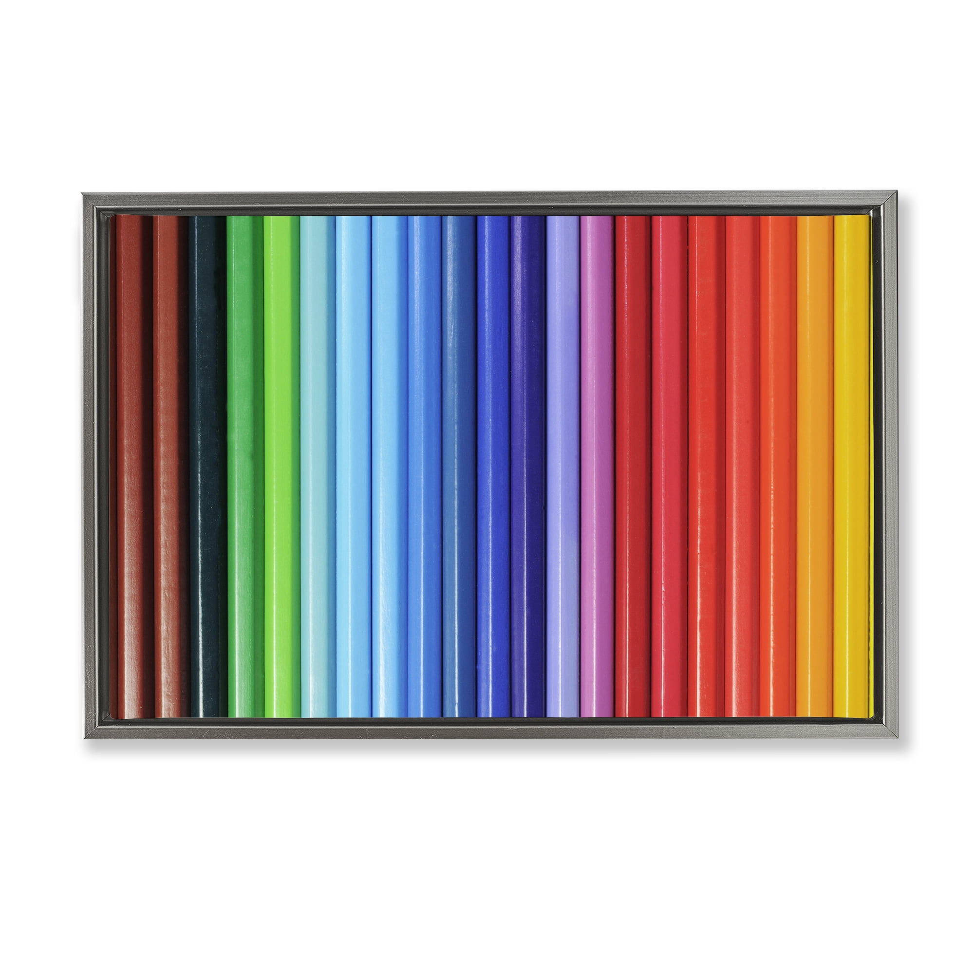 Stupell Industries Colored Pencil Lineup Gray Framed Floater Canvas Wall Art, design by Tom Quartermaine