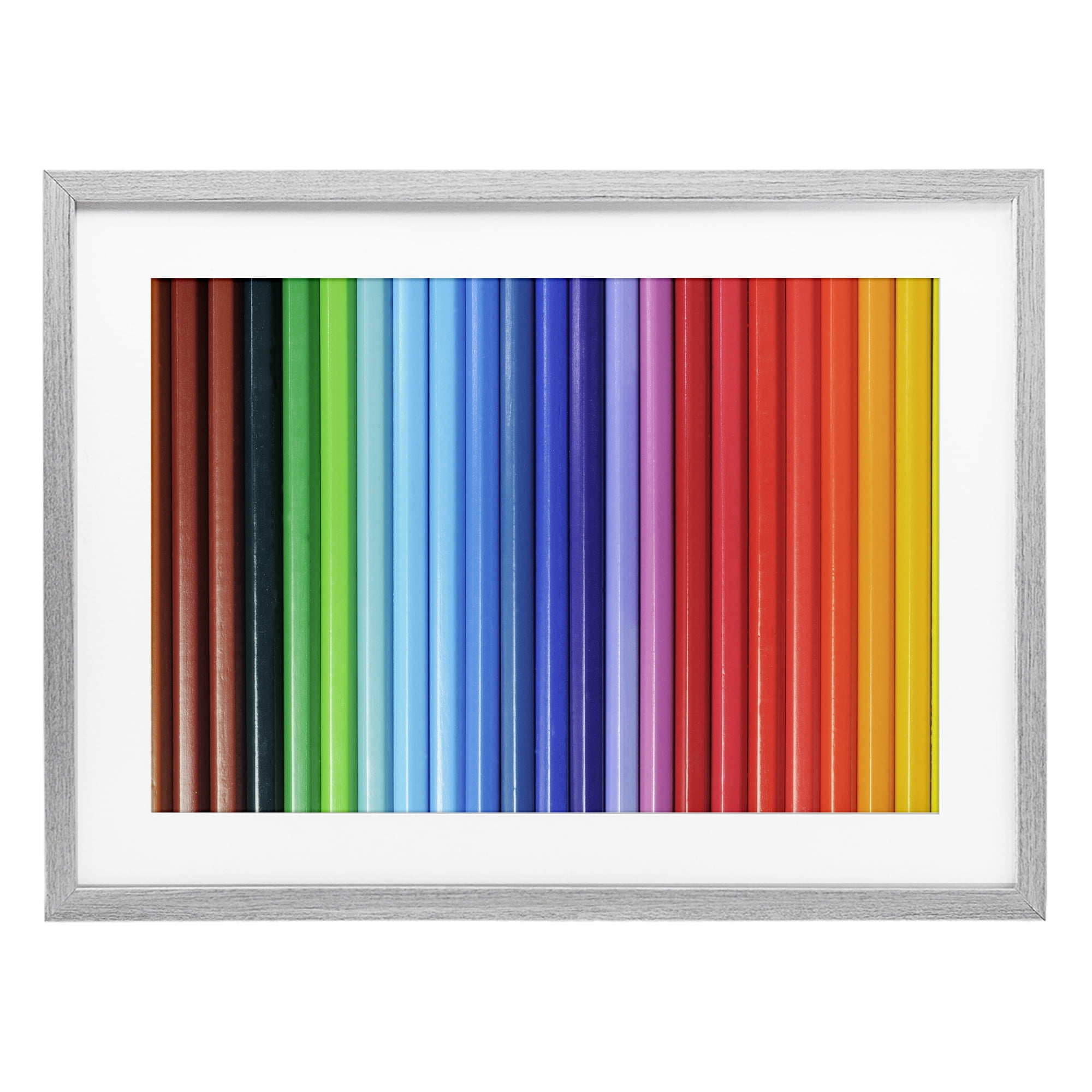 Stupell Industries Colored Pencil Lineup Gray Framed Print Under Glass, design by Tom Quartermaine