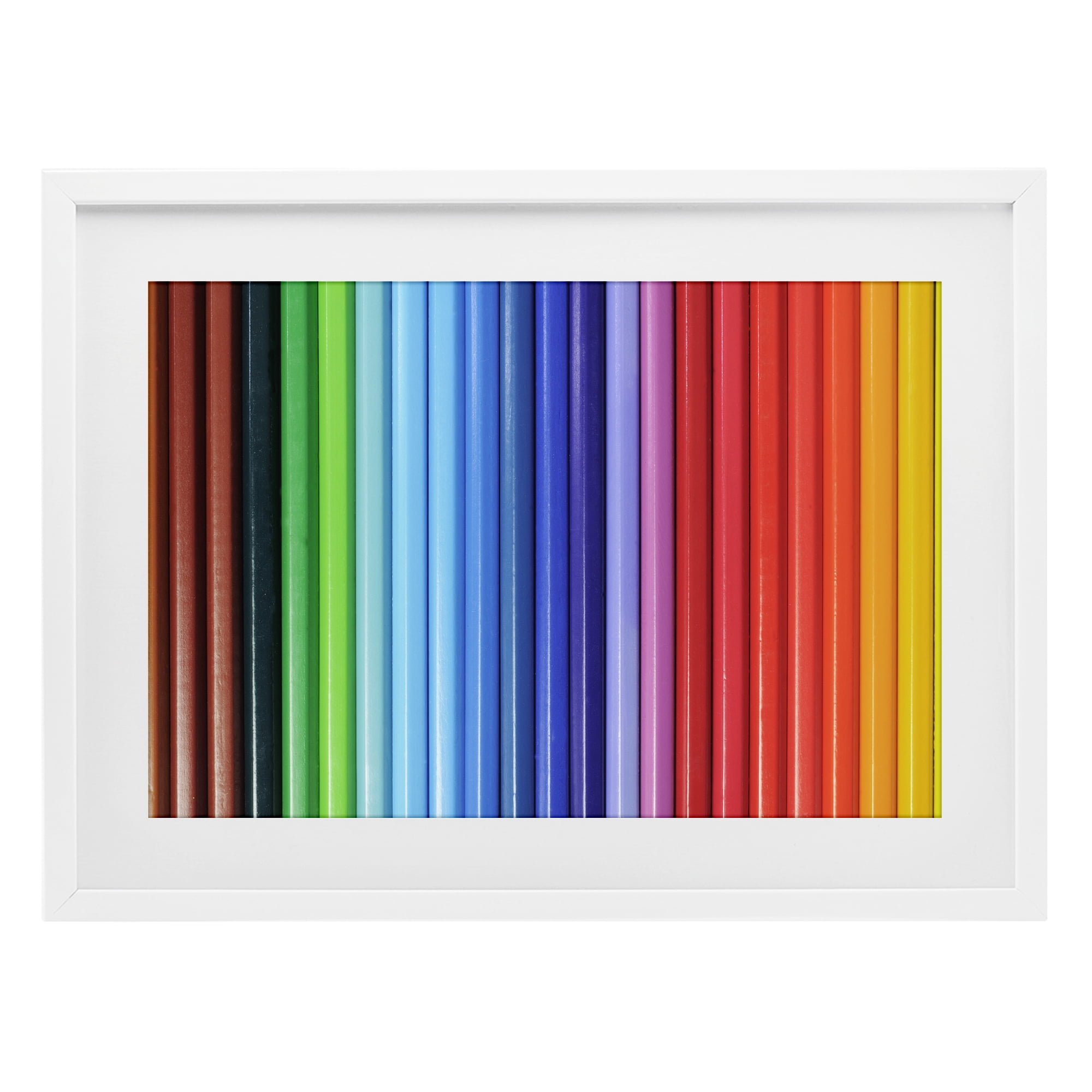 Stupell Industries Colored Pencil Lineup White Framed Print Under Glass, design by Tom Quartermaine
