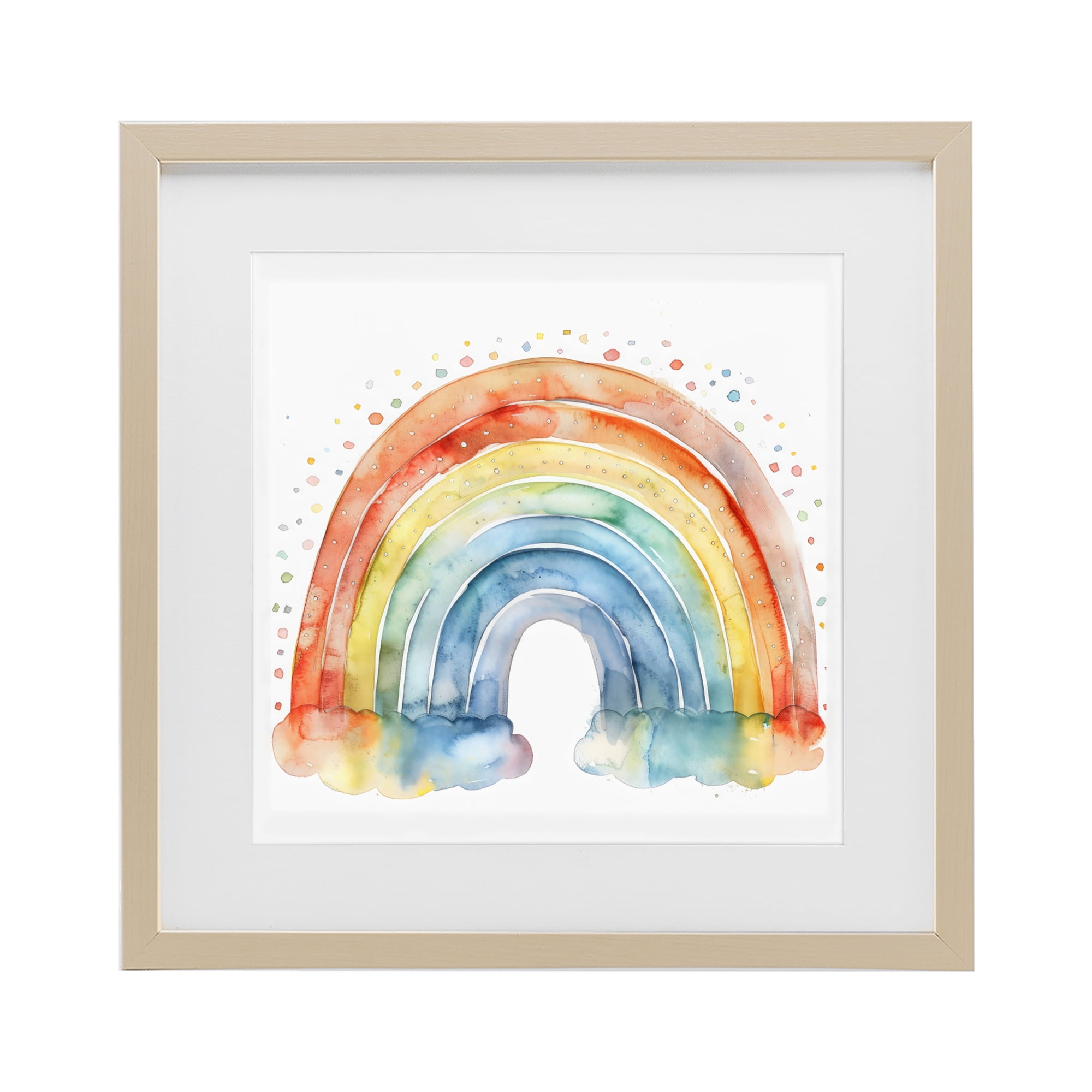 Stupell Industries Colored Rainbow Clouds Birch Framed Print Under Glass, design by Creative Studio