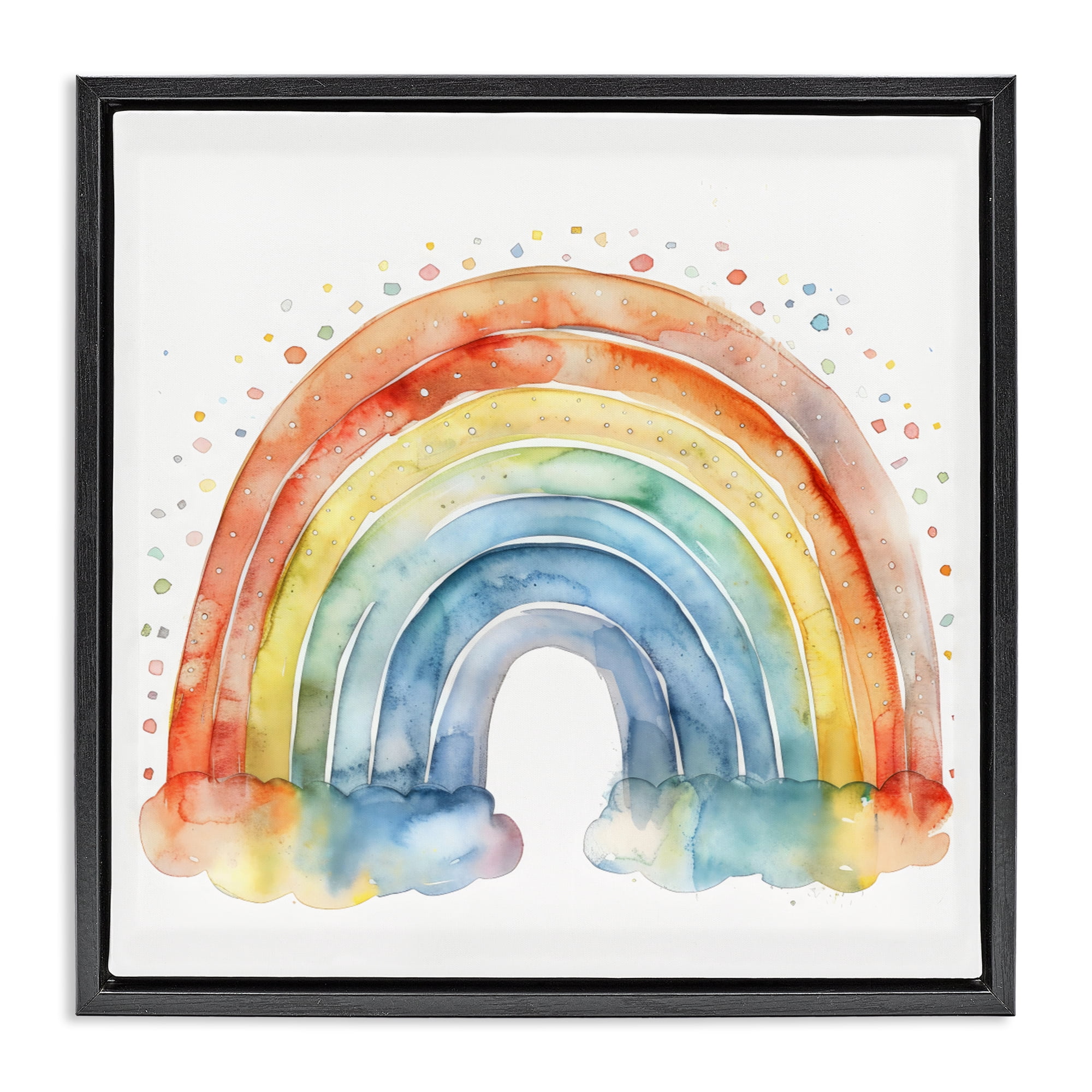 Stupell Industries Colored Rainbow Clouds Black Framed Floater Canvas Wall Art, design by Creative Studio