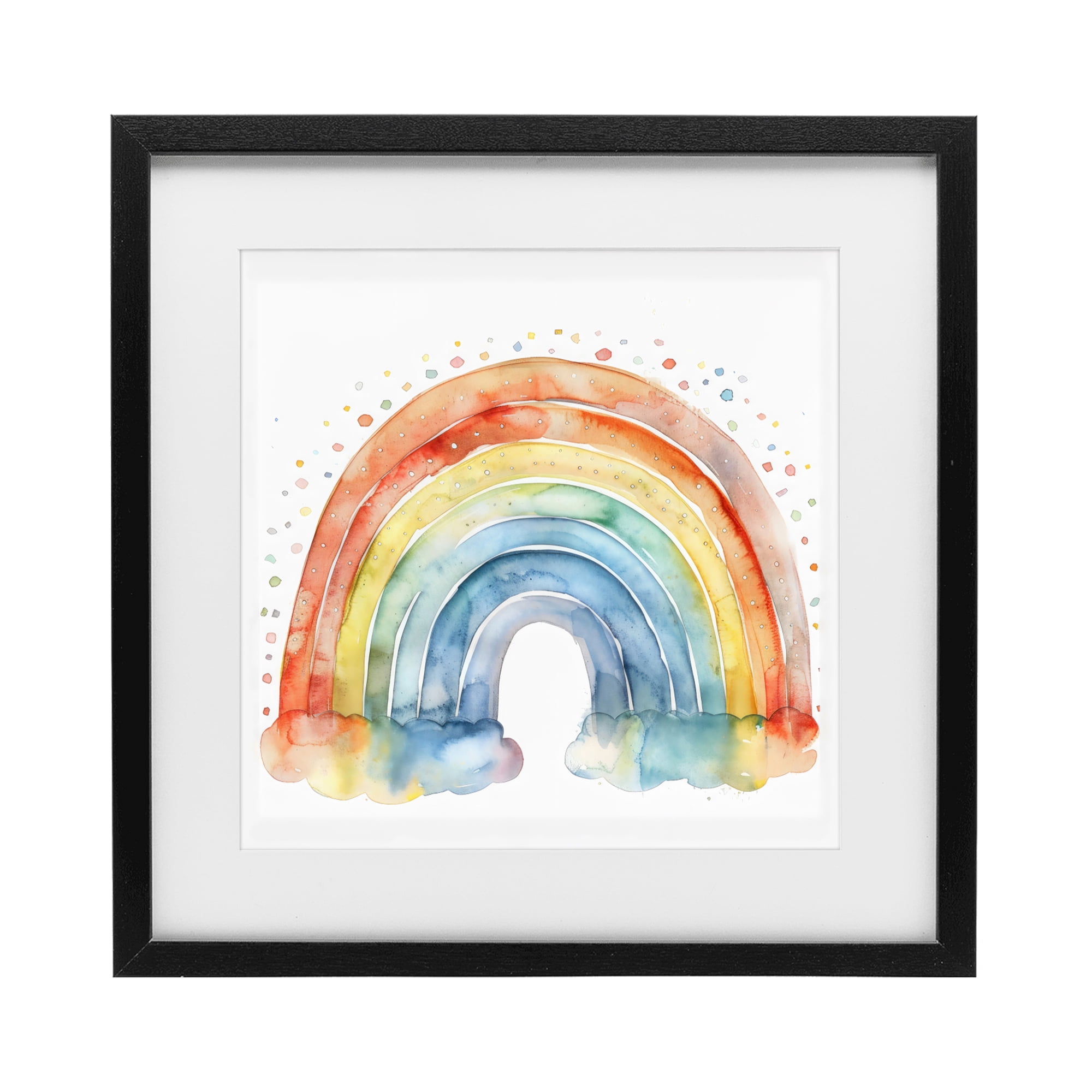 Stupell Industries Colored Rainbow Clouds Black Framed Print Under Glass, design by Creative Studio