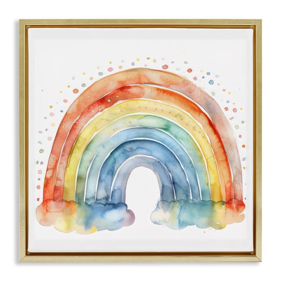 Stupell Industries Colored Rainbow Clouds Gold Framed Floater Canvas Wall Art, design by Creative Studio
