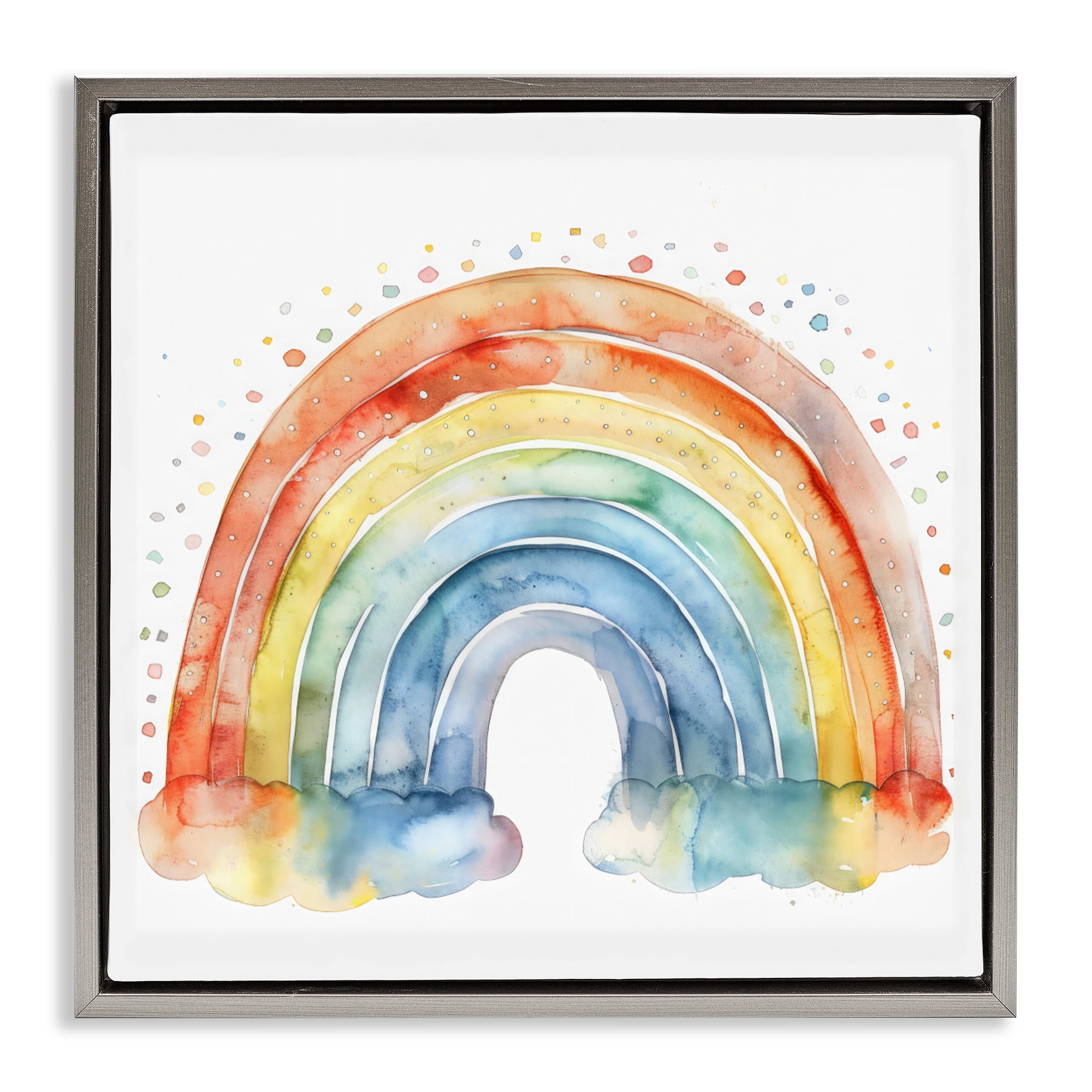Stupell Industries Colored Rainbow Clouds Gray Framed Floater Canvas Wall Art, design by Creative Studio